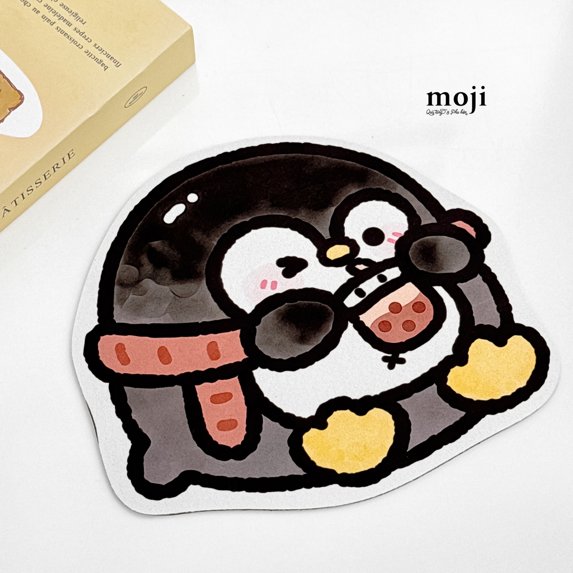 Lót chuột Penguin chim cánh cụt yummy milk tea trà sữa 22x25