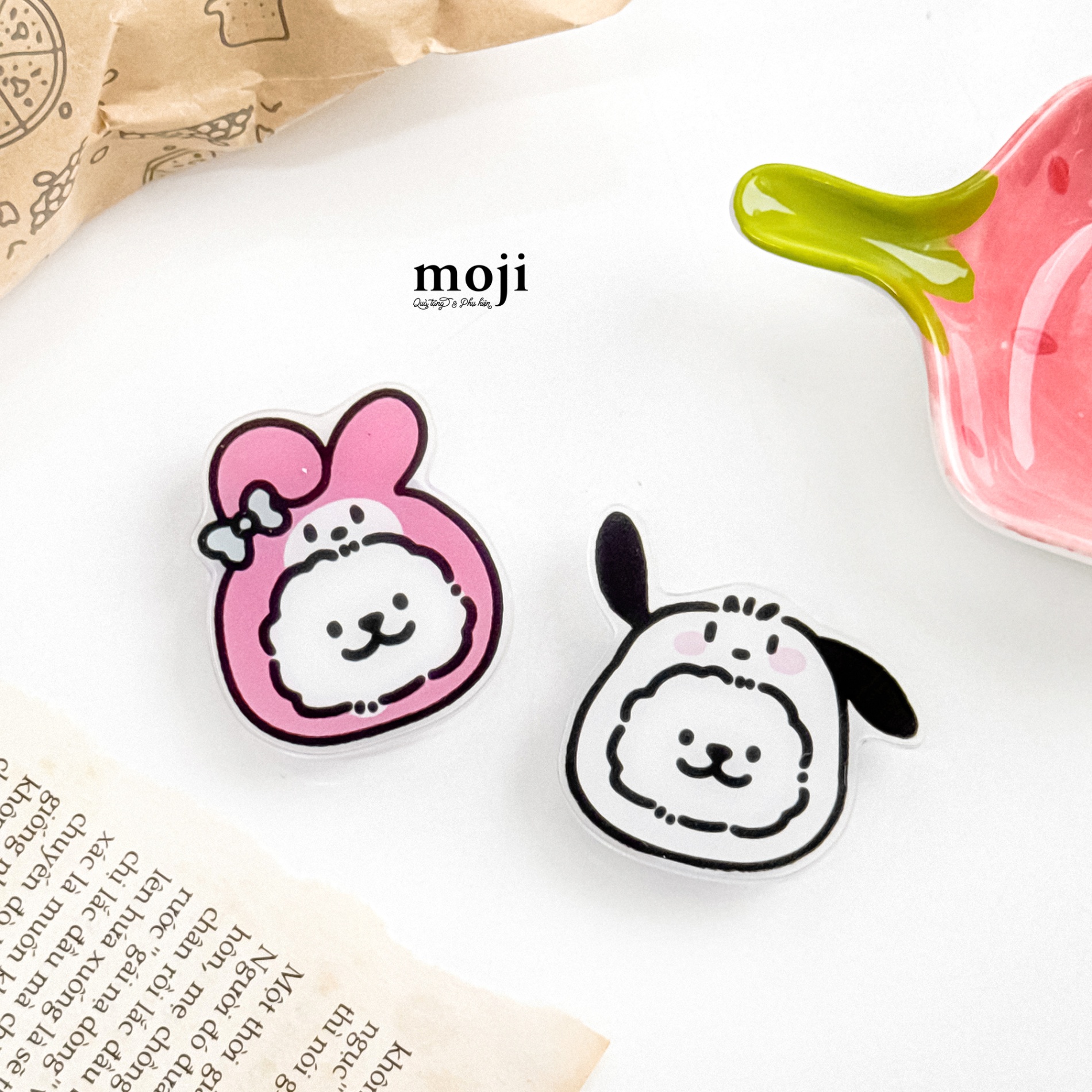 Mojipop cắt hình Cute dog cosplay Sanrio family face có tai
