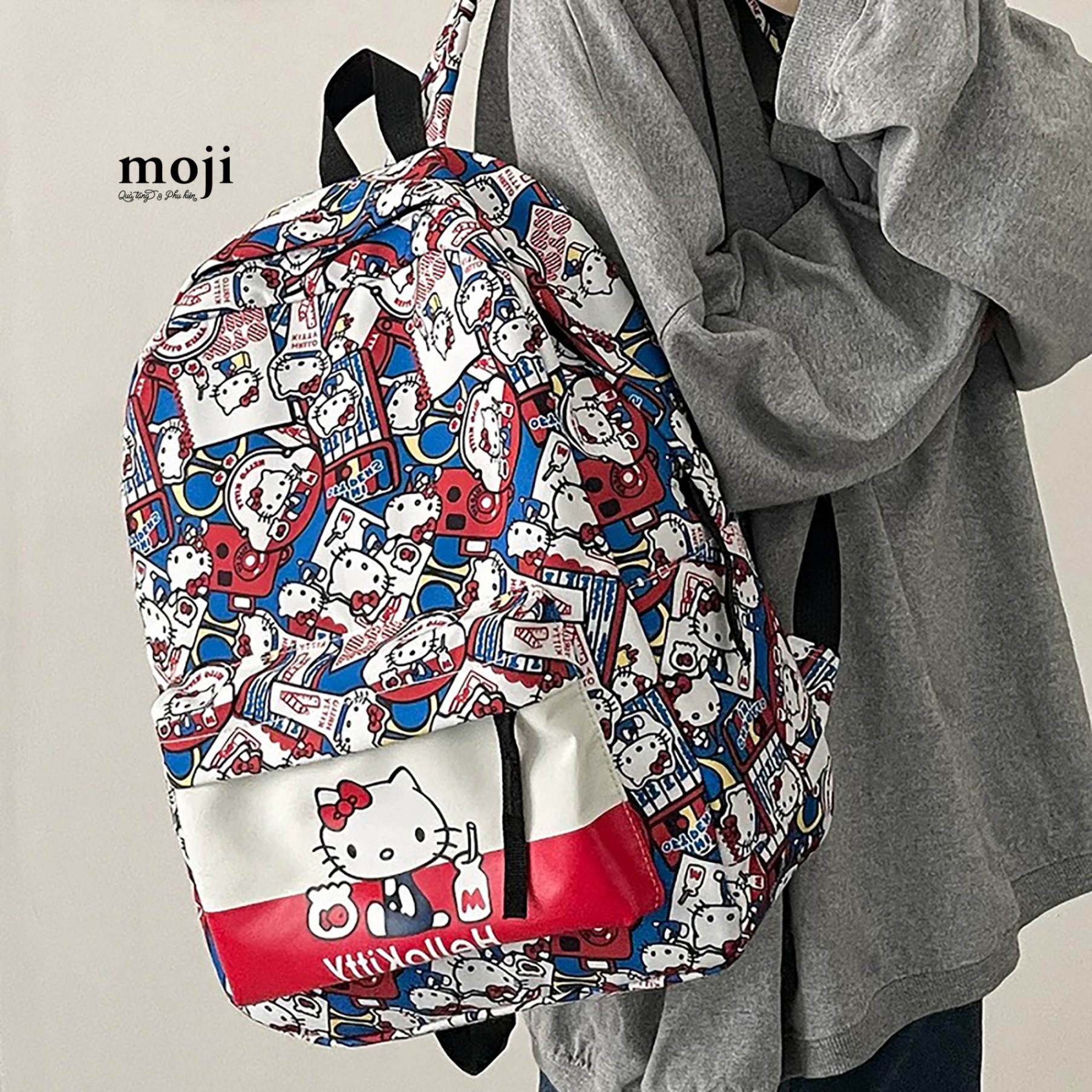 Balo vải Sanrio family Hello Kitty dụng cụ học tập 12x30x40
