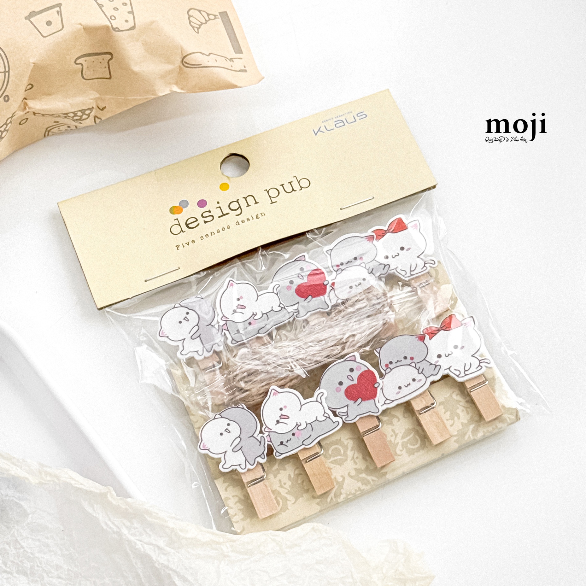 Kẹp gỗ Couple cat happy together set10