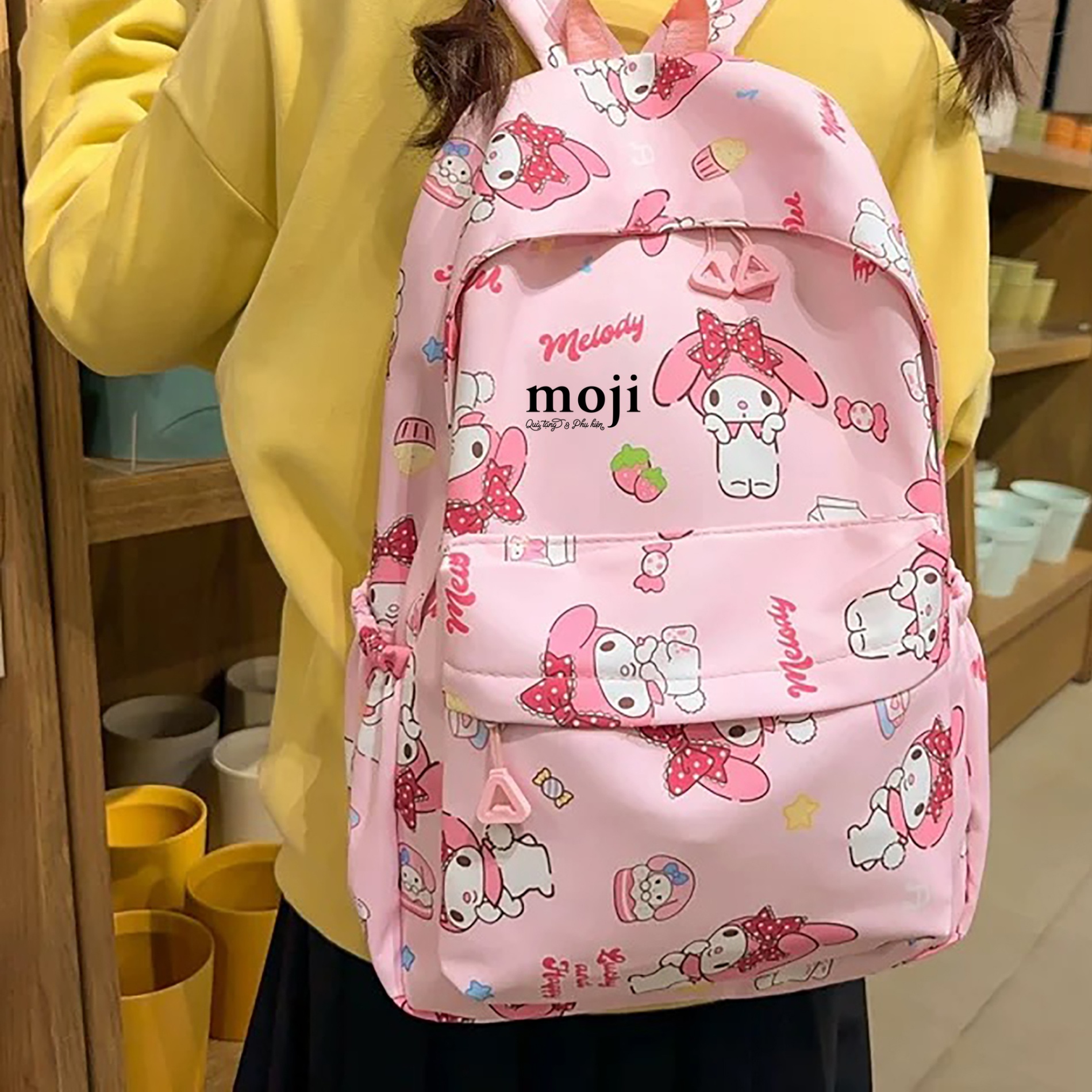 Balo vải Sanrio family Kuromi My Melody lucky and happy heart 12x30x44