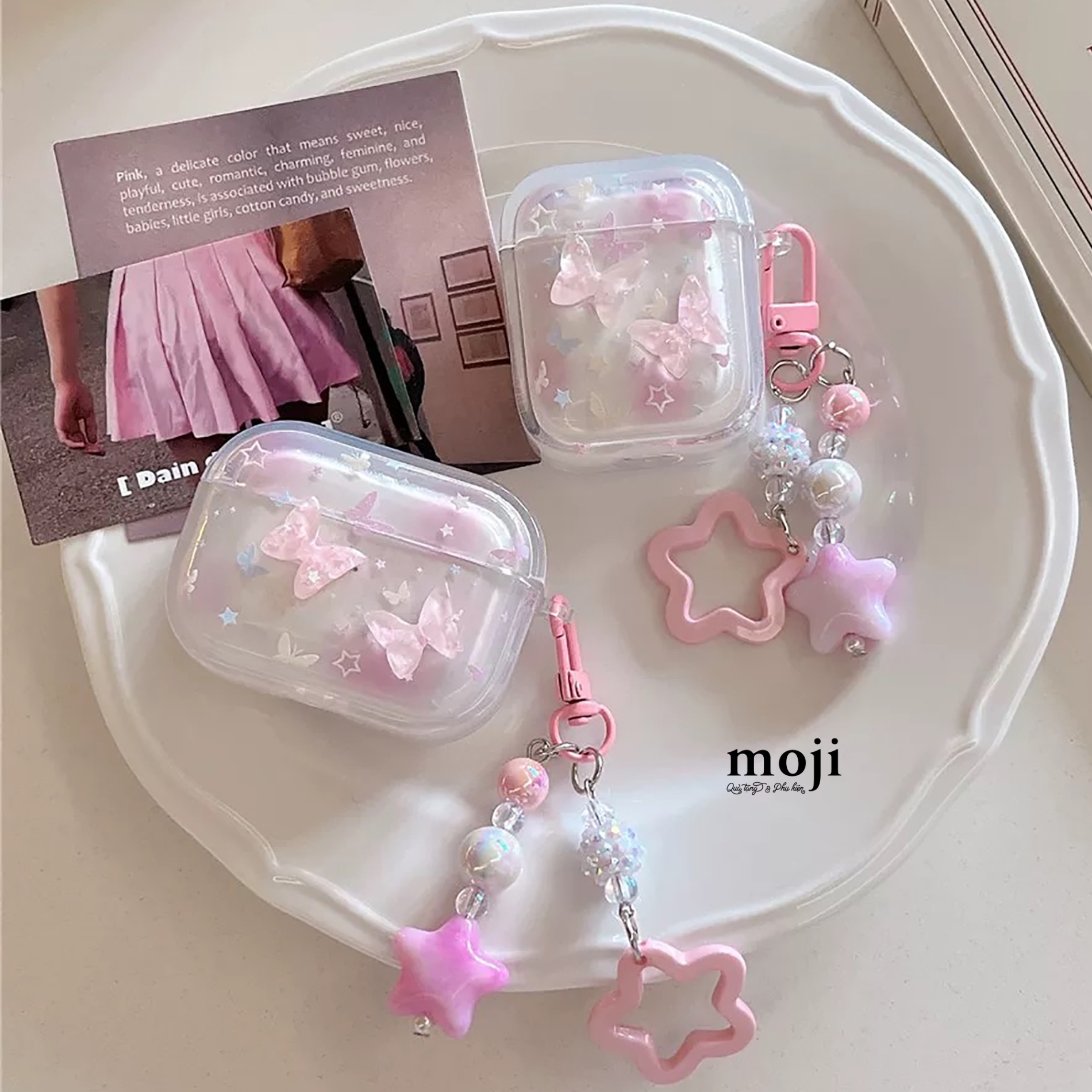 Case Airpods Butterfly star ngôi sao kèm móc