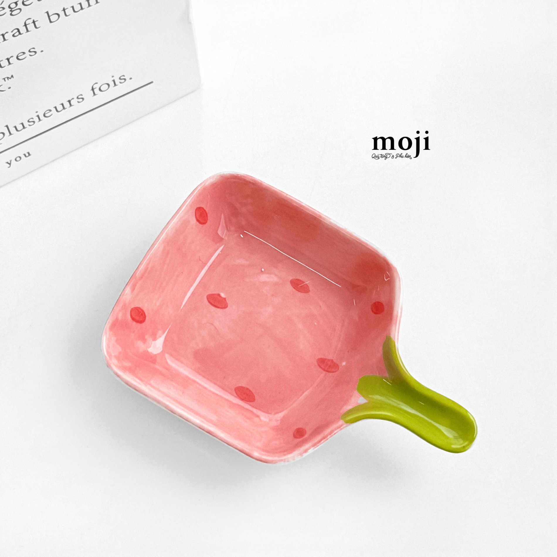 Đĩa gốm sứ mini Fruit strawberry dáng vuông 8x12