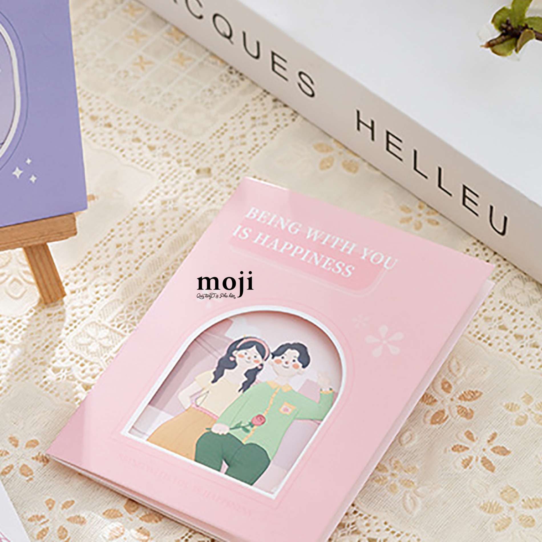 Thiệp chữ nhật Little boy and girl being with you is happiness 9x12
