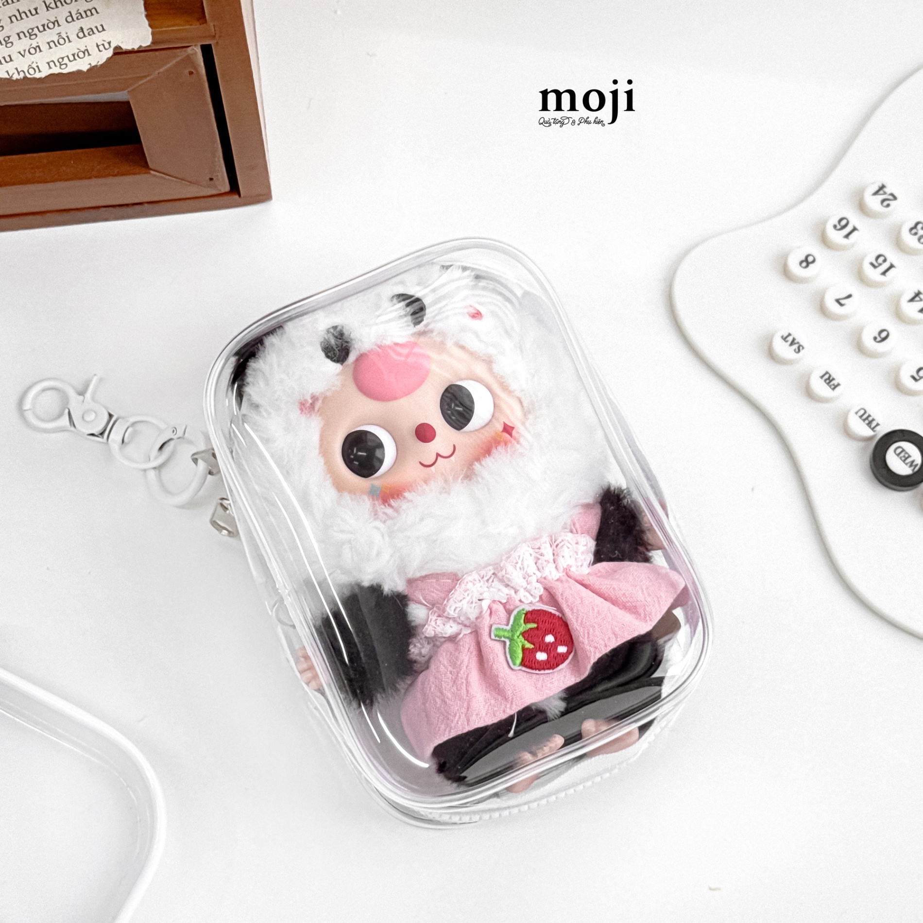 Túi đựng búp bê trong suốt Basic dáng vuông bo góc viền không màu 5x10x13