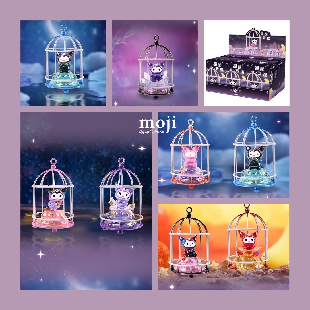 Blindbox tượng Sanrio family Kuromi đứng ngồi trên đá màu sắc