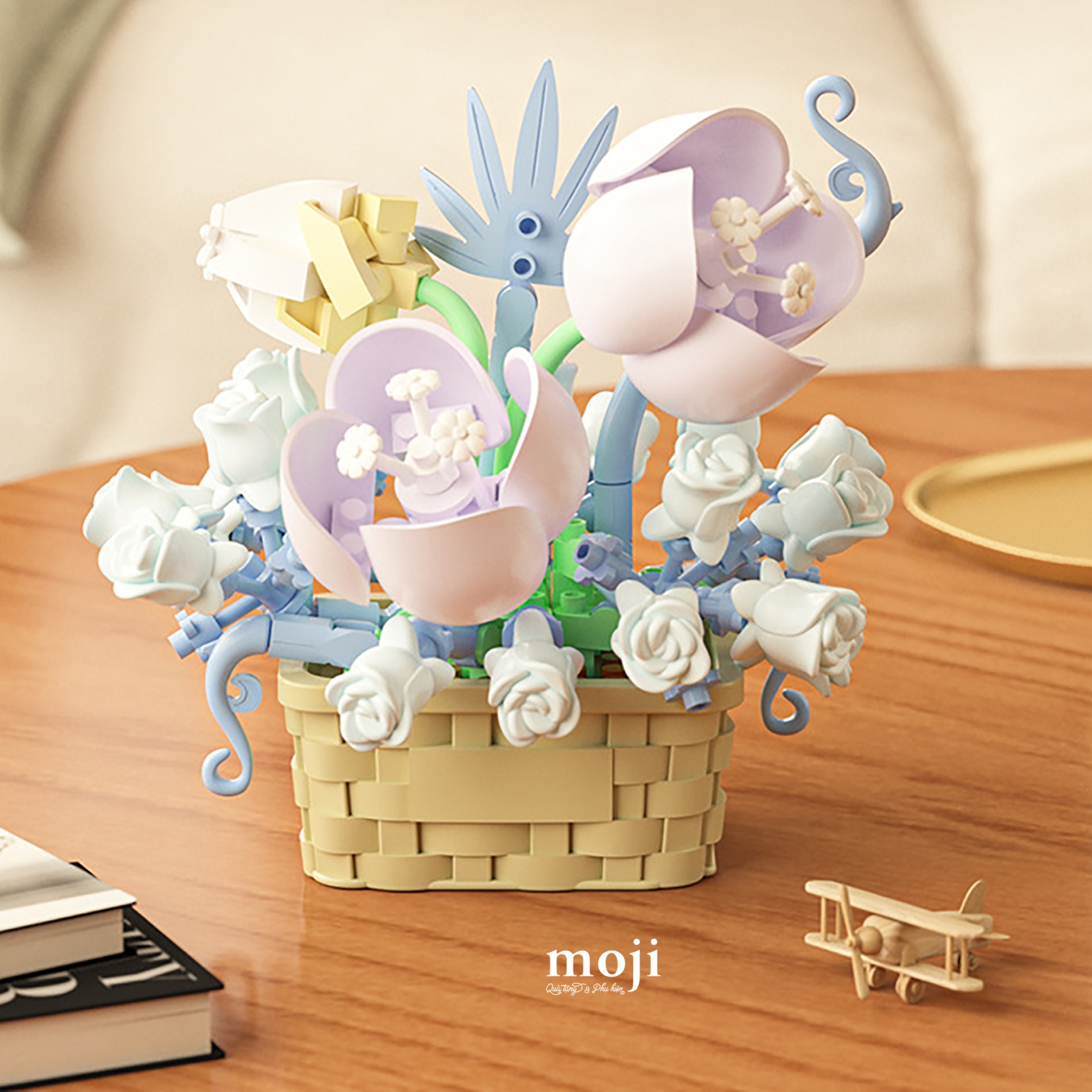 Đồ chơi xếp hình hoa Flower basket hoa phối màu giỏ vuông 7x7x7