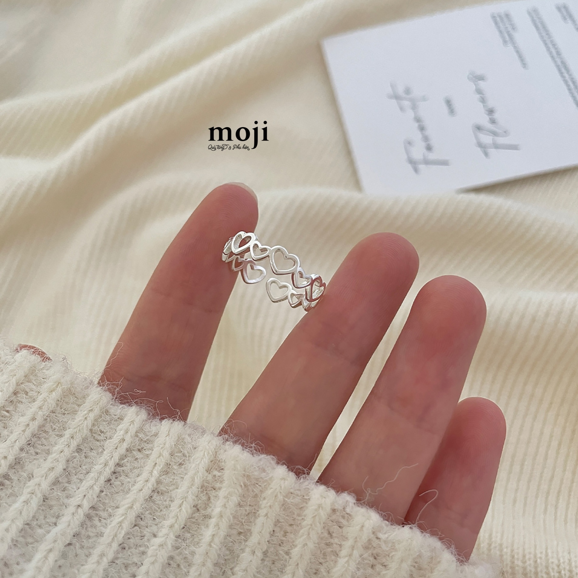 Nhẫn mạ bạc Heart big and small