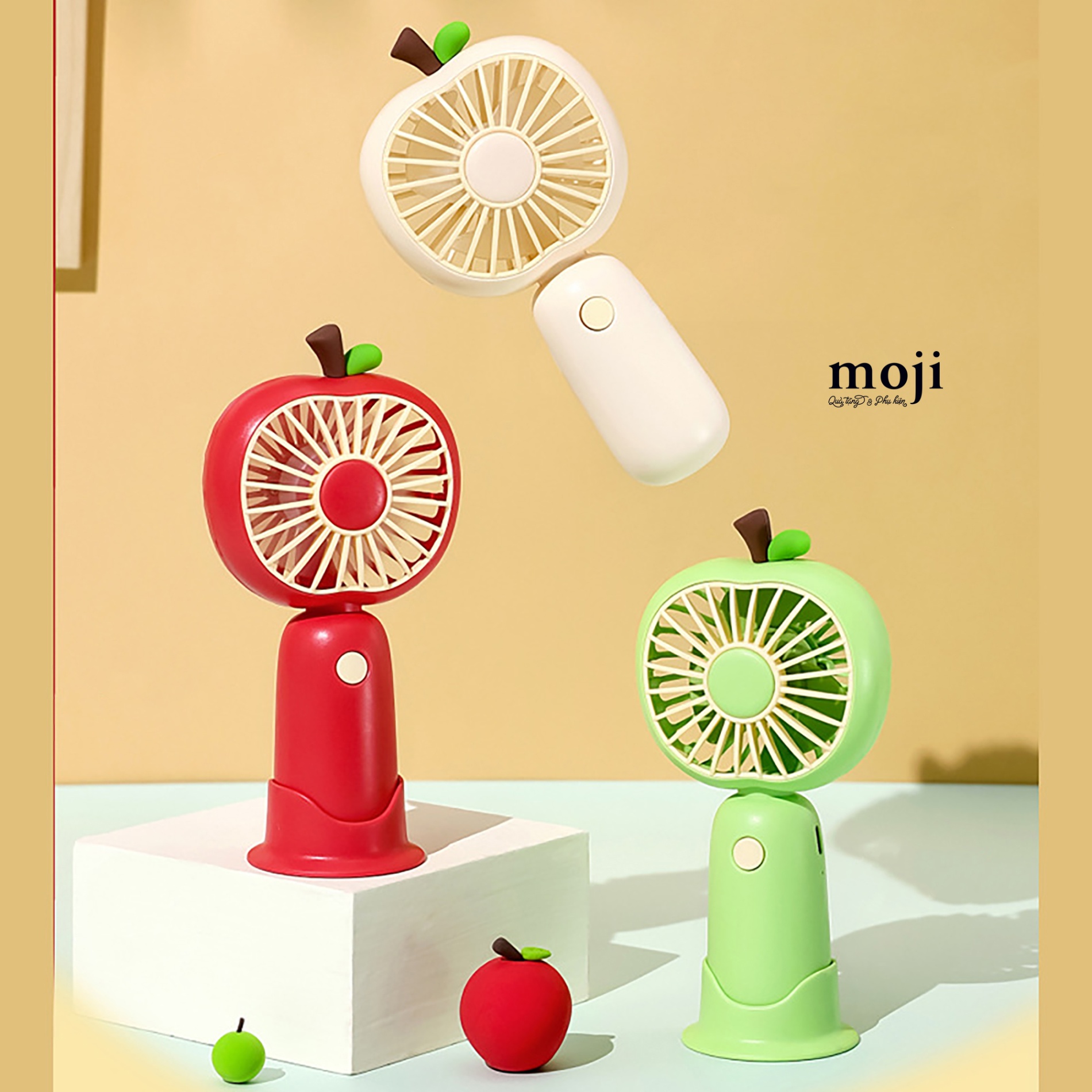 Quạt USB cầm tay sạc tích điện Fruit apple màu sắc
