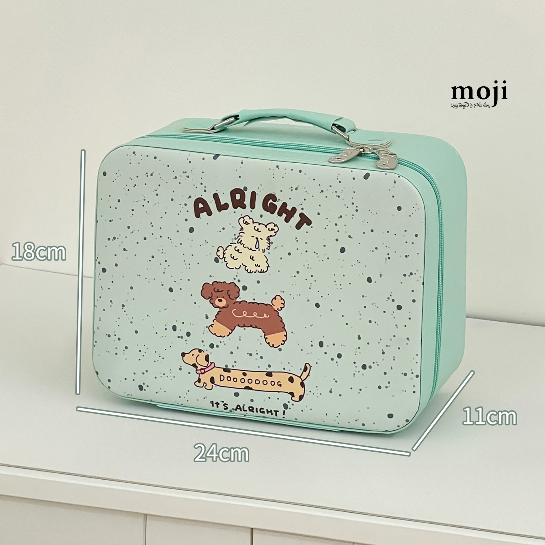 Hộp đựng mỹ phẩm Cute dog alright light dust texture art style 11x18x24