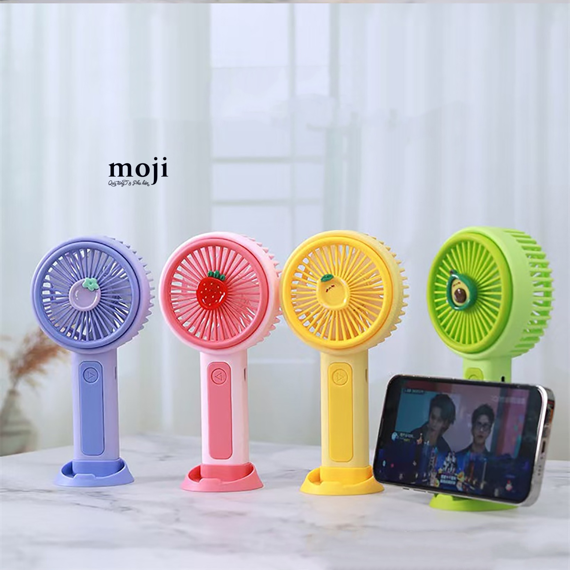 Quạt USB cầm tay sạc tích điện Little fruit biểu cảm