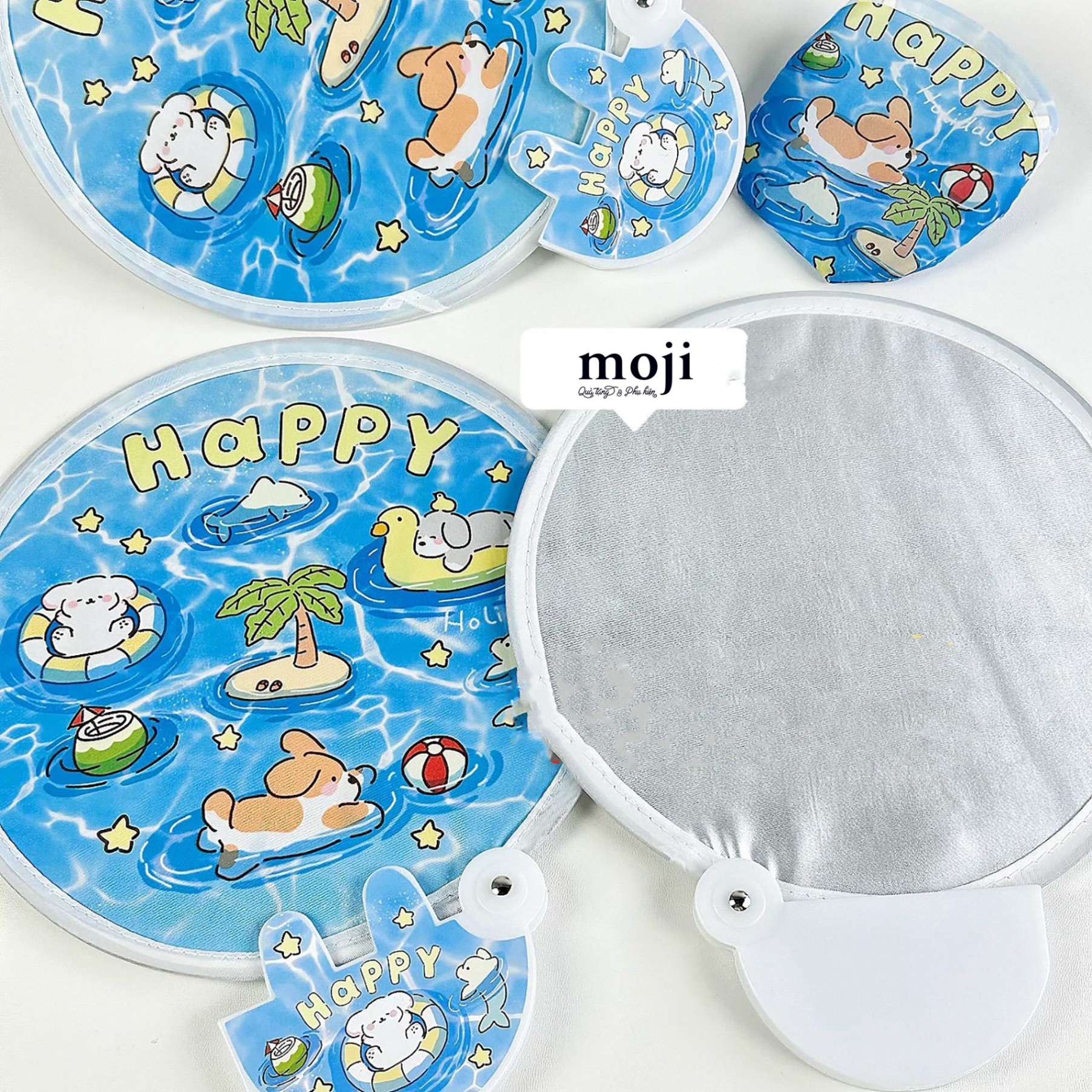 Quạt tròn gấp sáng tạo Happy dog holiday