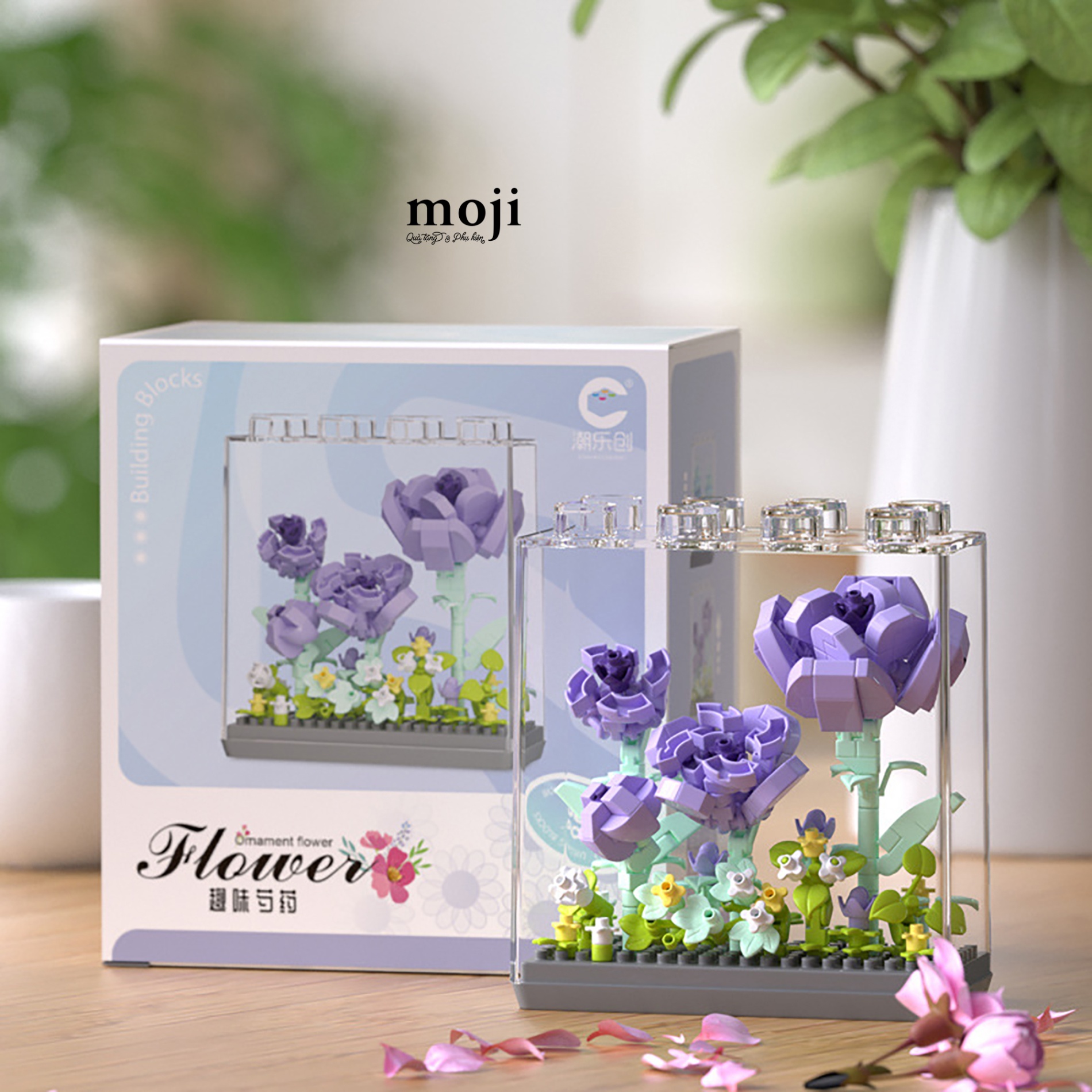 Đồ chơi xếp hình hoa Ornament flower hoa tím 4x8x8