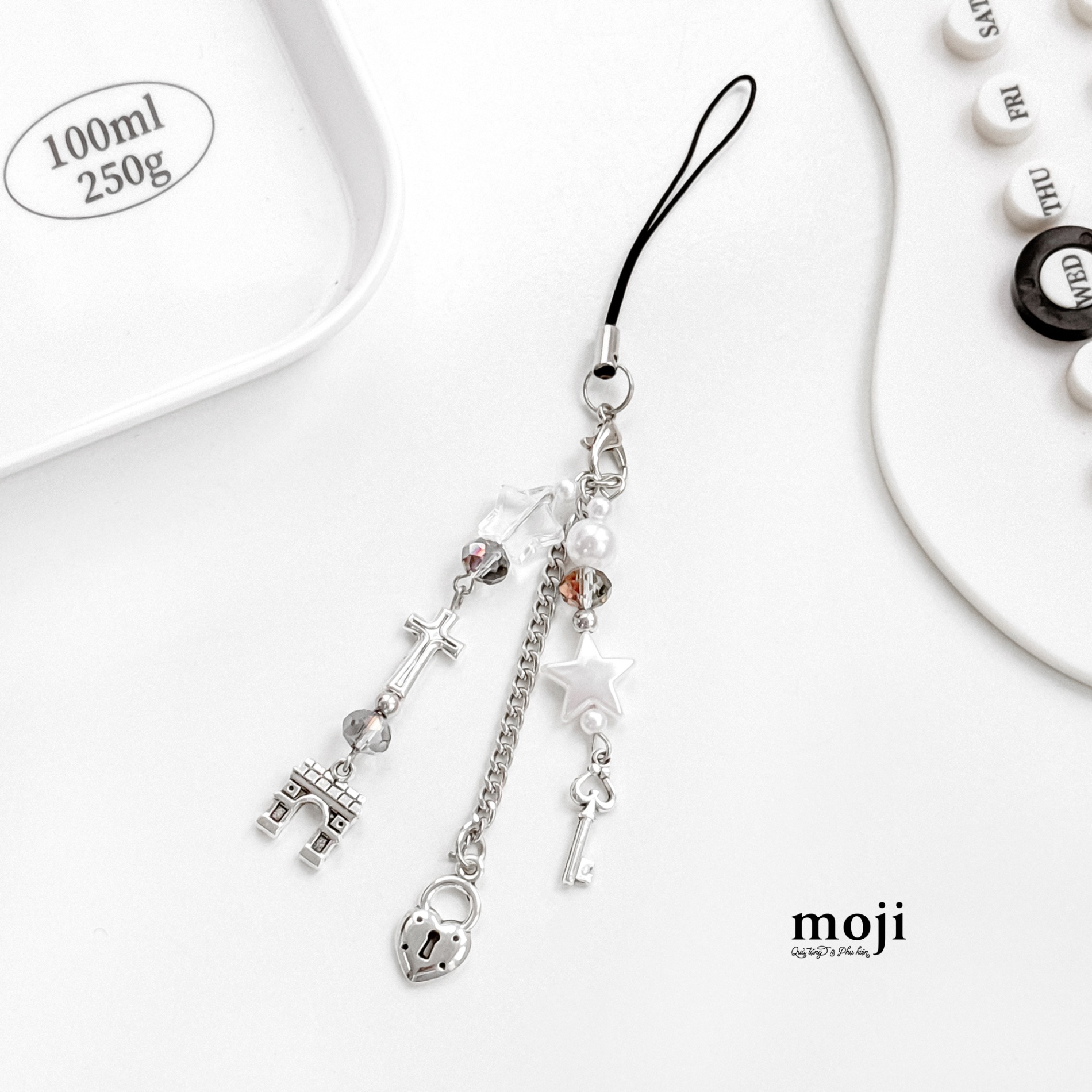 Móc đeo điện thoại Cổng nhà ngôi sao ổ khóa chìa khóa