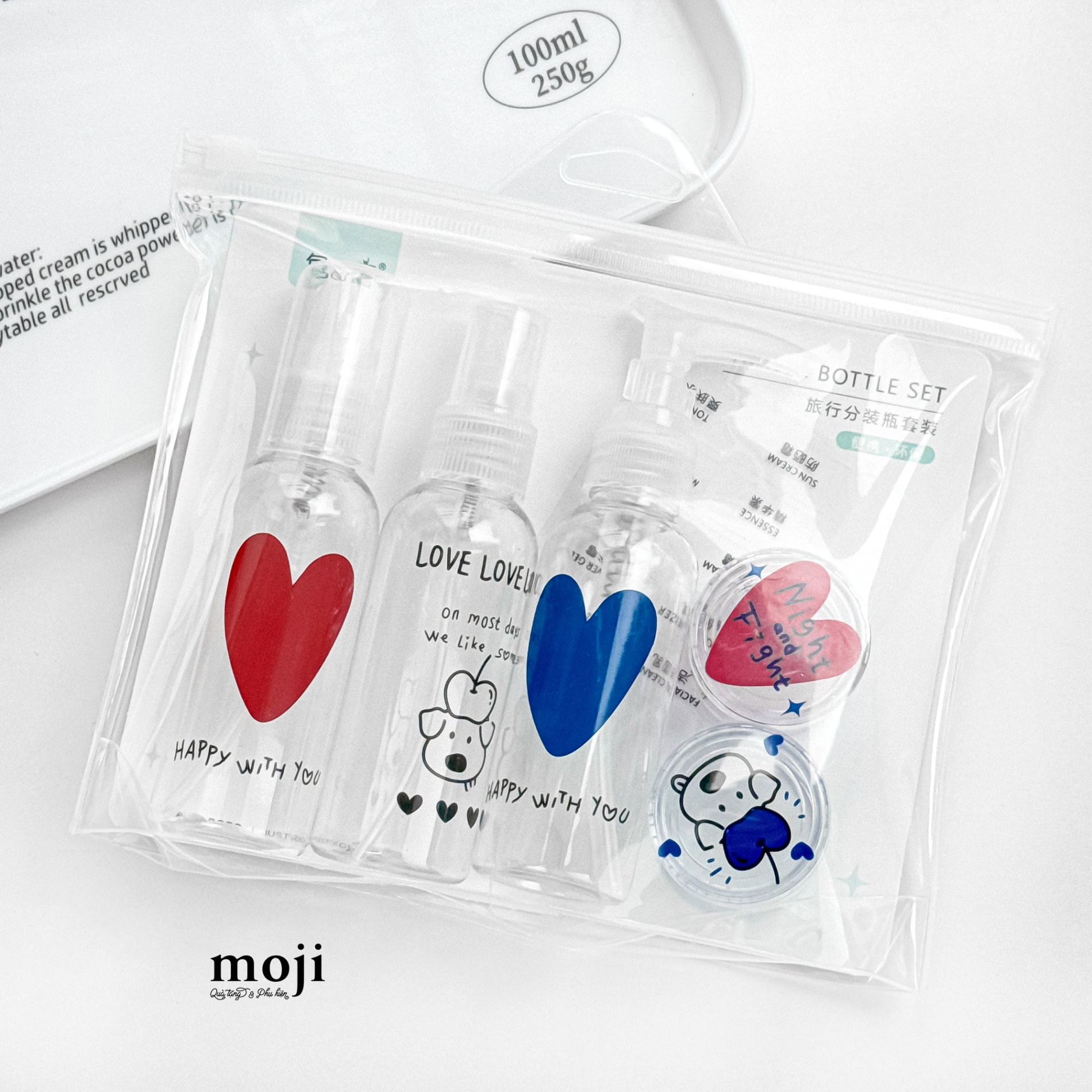 Bộ chiết mỹ phẩm Cute dog heart happy with you
