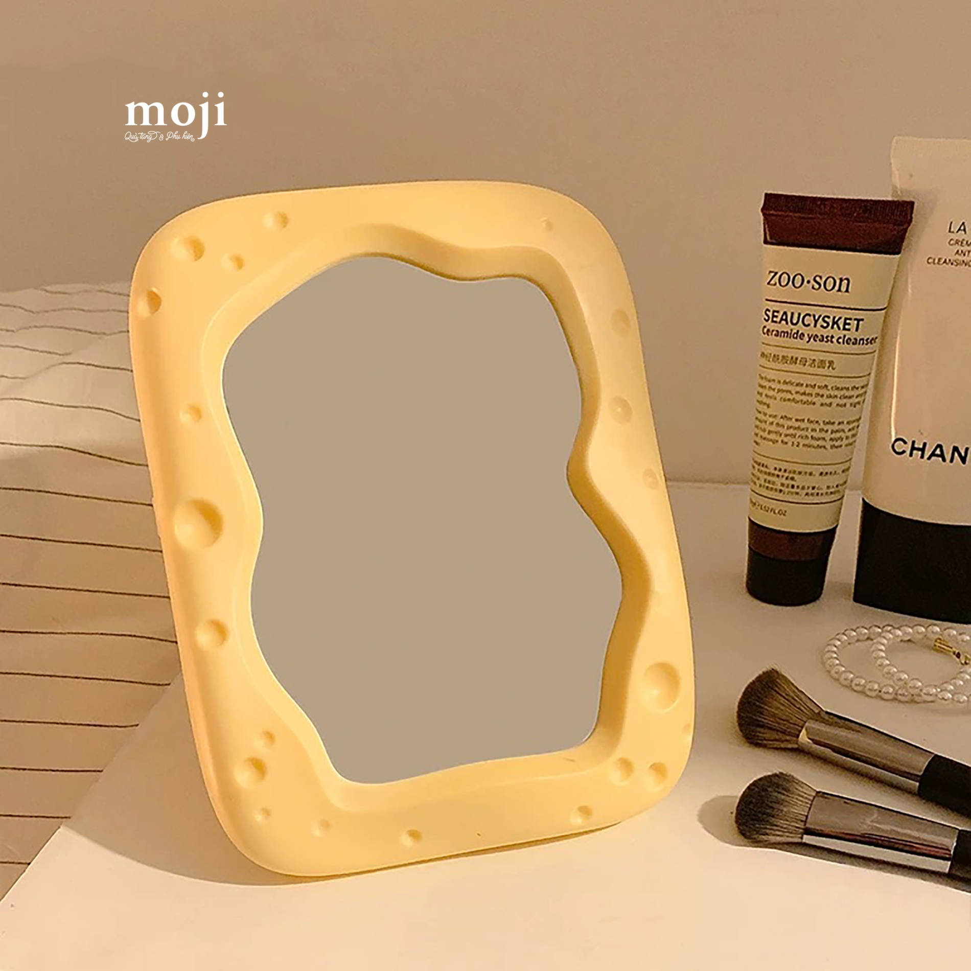 Gương để bàn treo tường Cheese square bo góc 1 màu 15x20