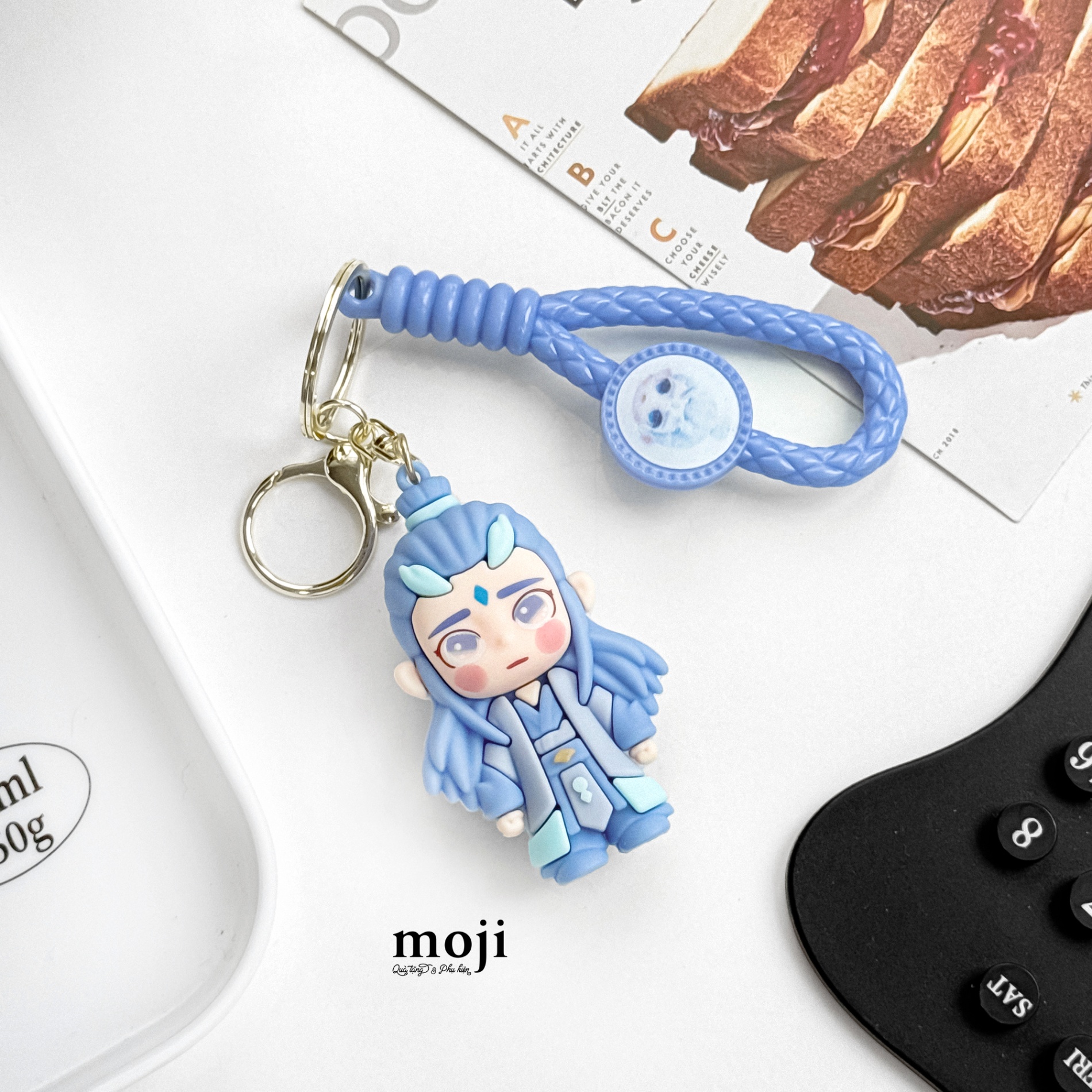 Móc khóa MJ Na Tra Ngao Bính má hồng đứng biểu cảm