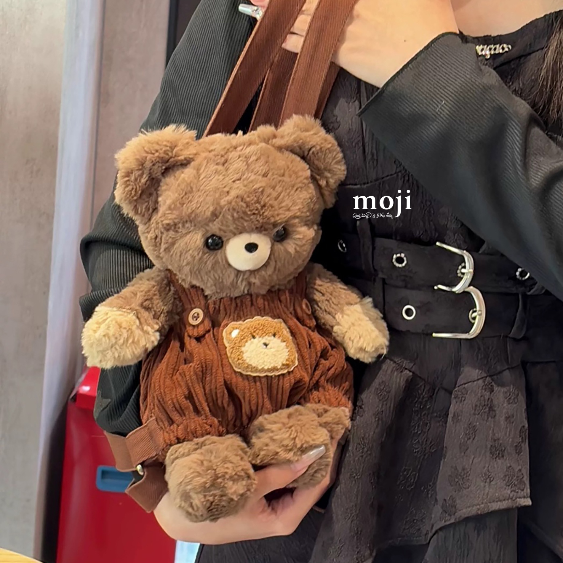 Balo gấu bông Baby bear phối màu mặc yếm 26x34
