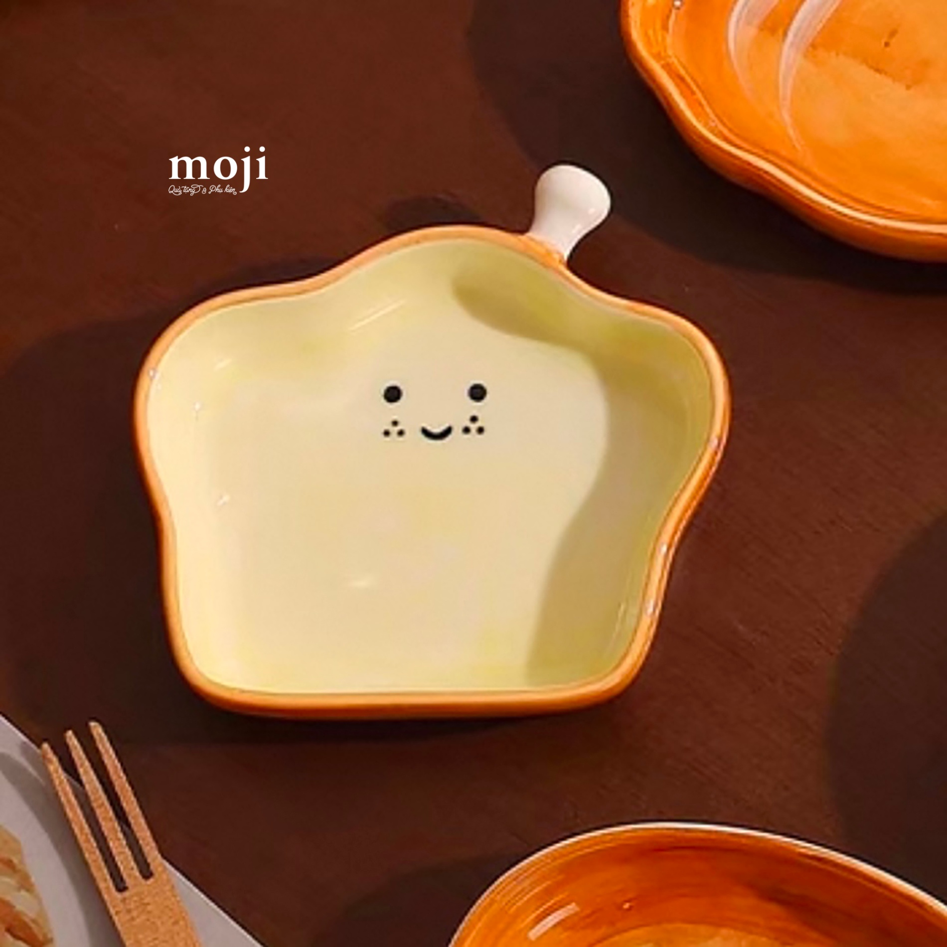 Đĩa gốm sứ mini Sandwich happy face 2x9x9