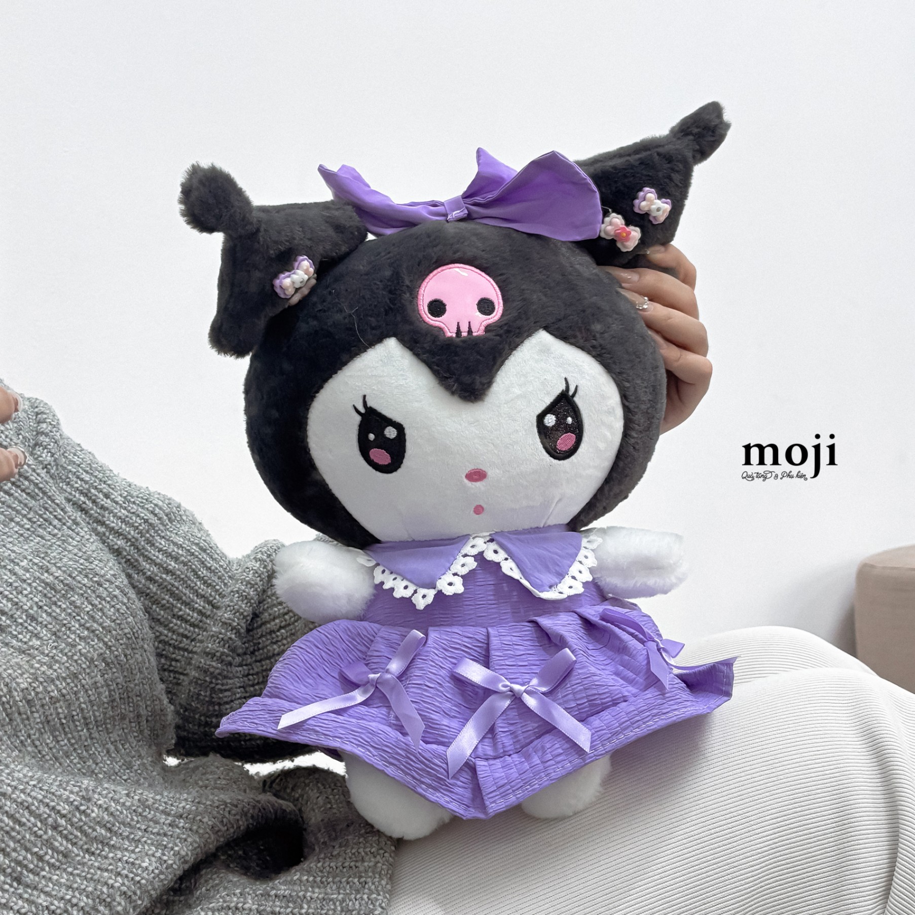 Gấu bông MJ Sanrio family Kuromi My Melody bow nơ 34cm