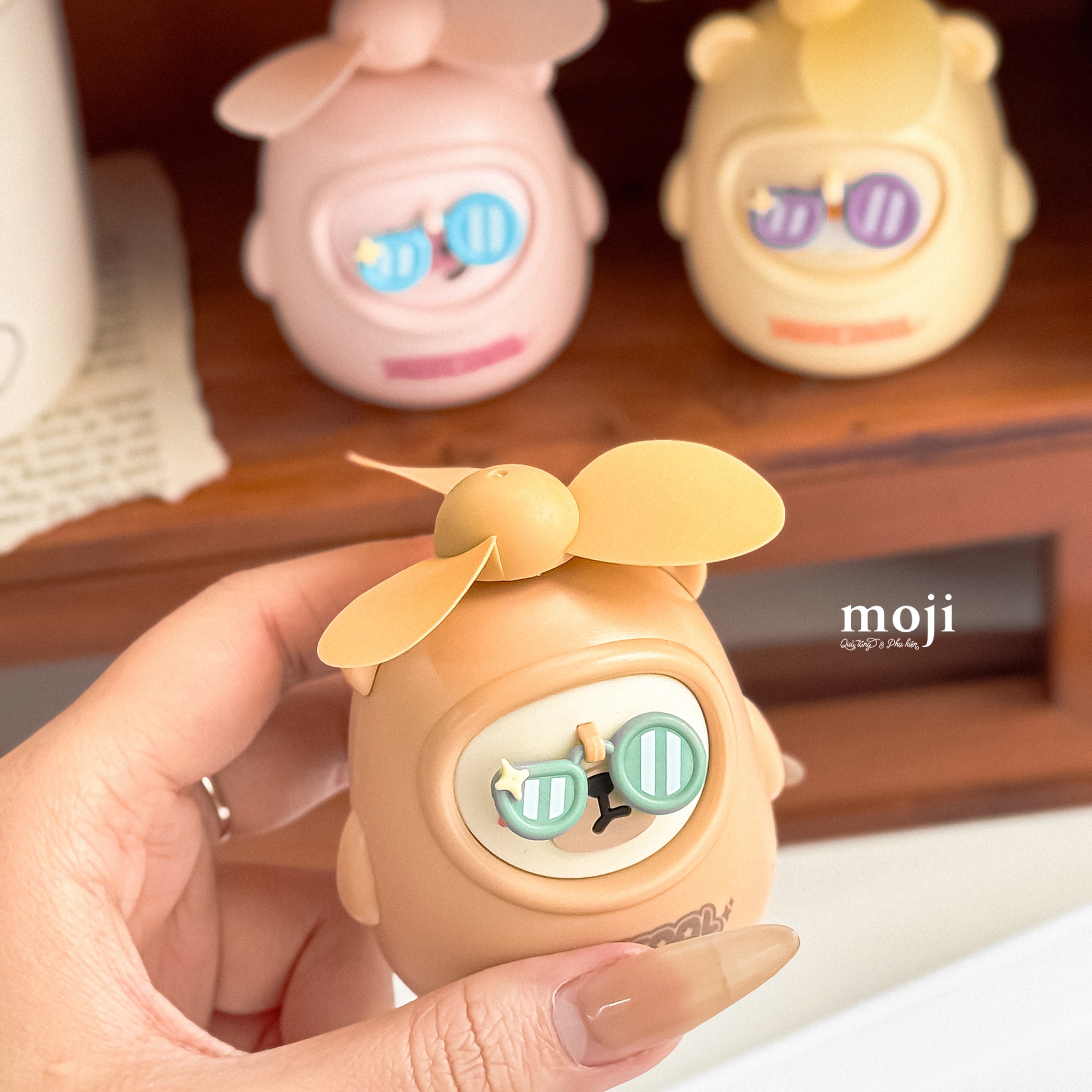 Quạt USB mini sạc tích điện Cute animal actcool đeo kính