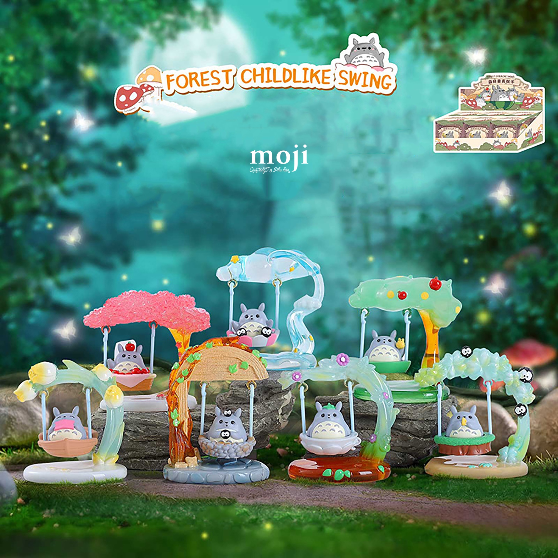 Blindbox tượng Totoro xích đu dưới tán cây