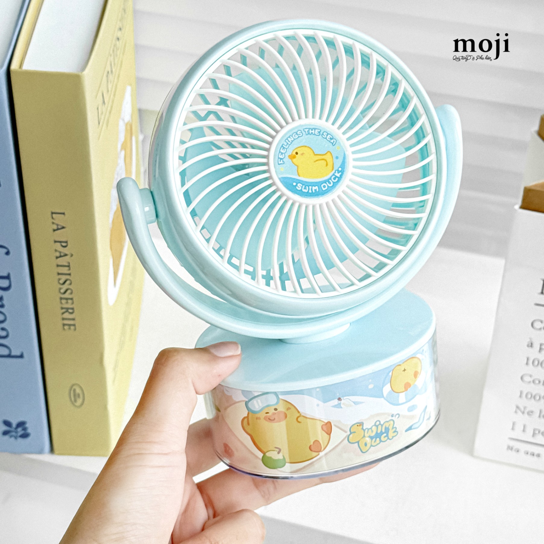 Quạt USB để bàn sạc tích điện Swim duck feelings the sea