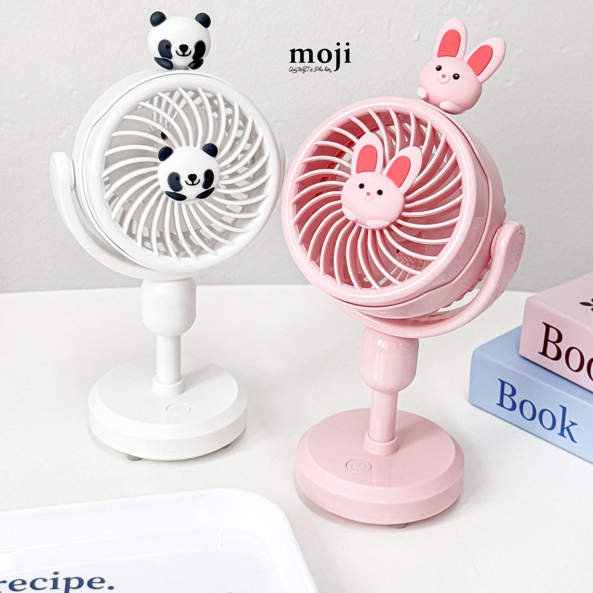 Quạt USB để bàn sạc tích điện Cute rabbit nằm