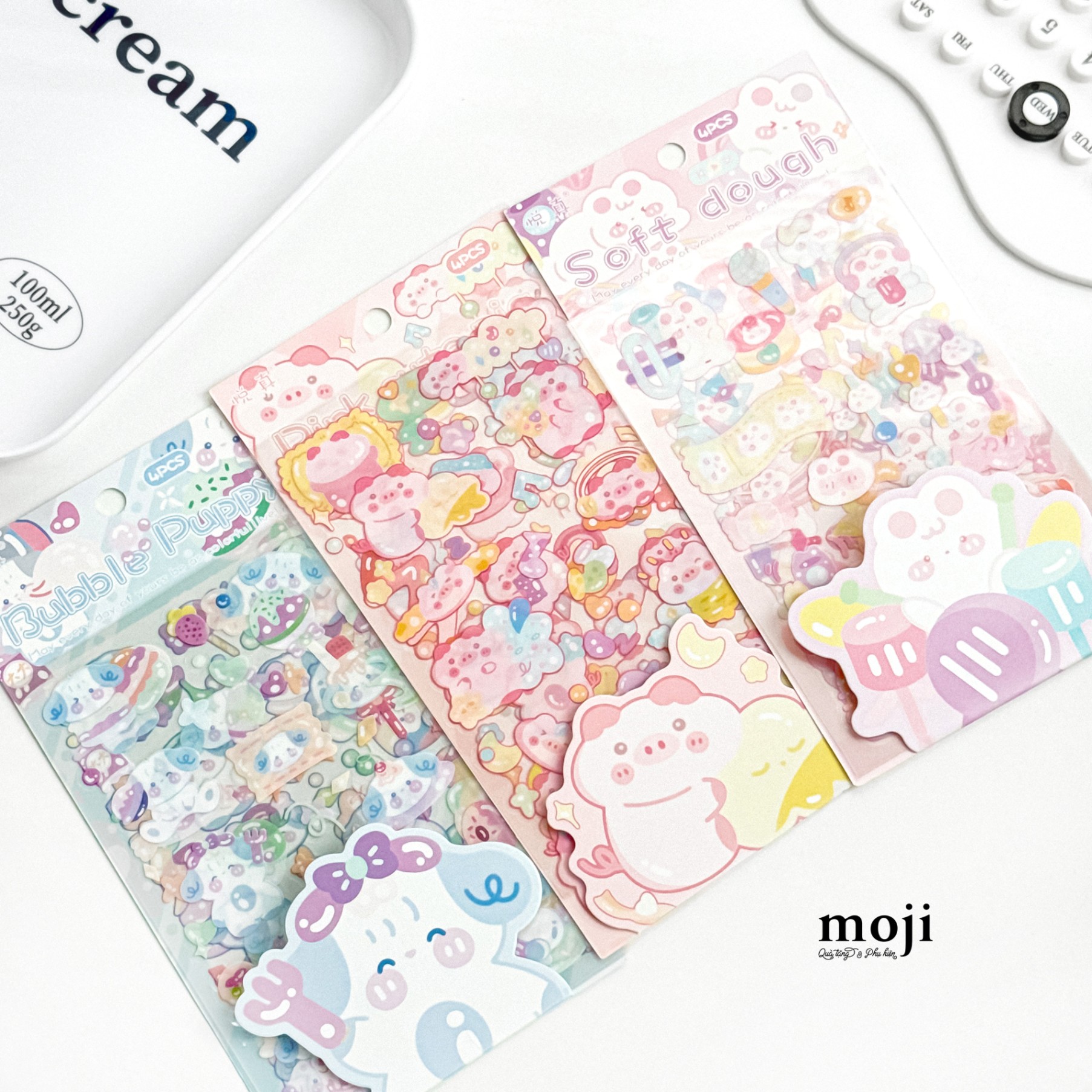 Sticker bảng MJ Cute dog rabbit pig sweet day sweet dream set4