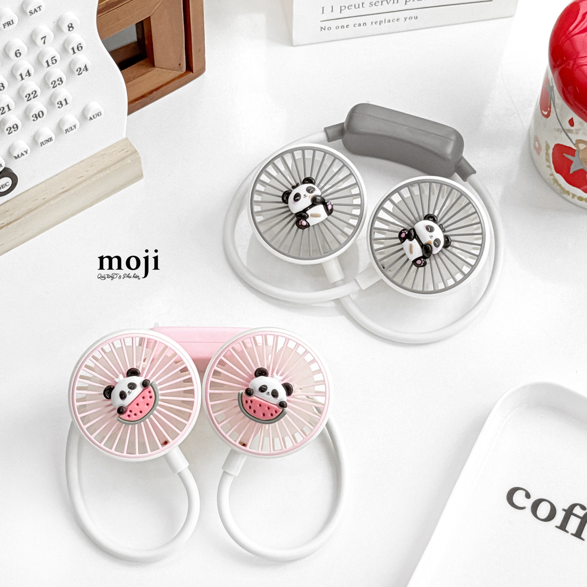 Quạt USB vòng cổ sạc tích điện Gấu trúc Panda bear yummy time