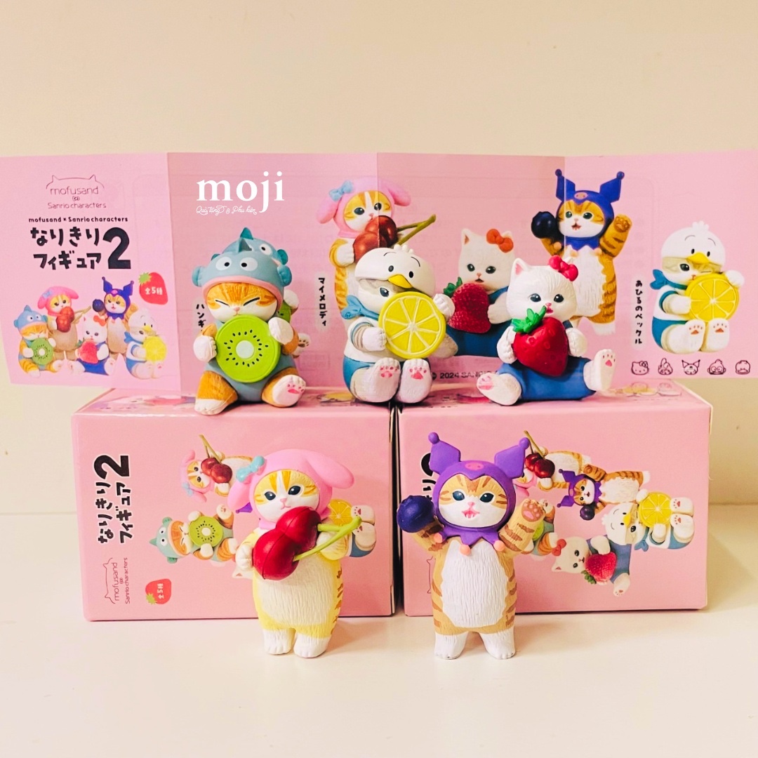Blindbox tượng Mofusand cat cosplay Sanrio family fruit