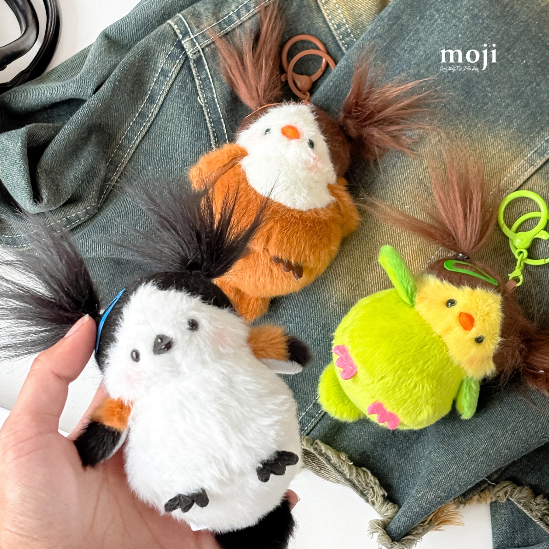 Móc khóa nhồi bông Funny vibes chick màu sắc có tóc có tiếng