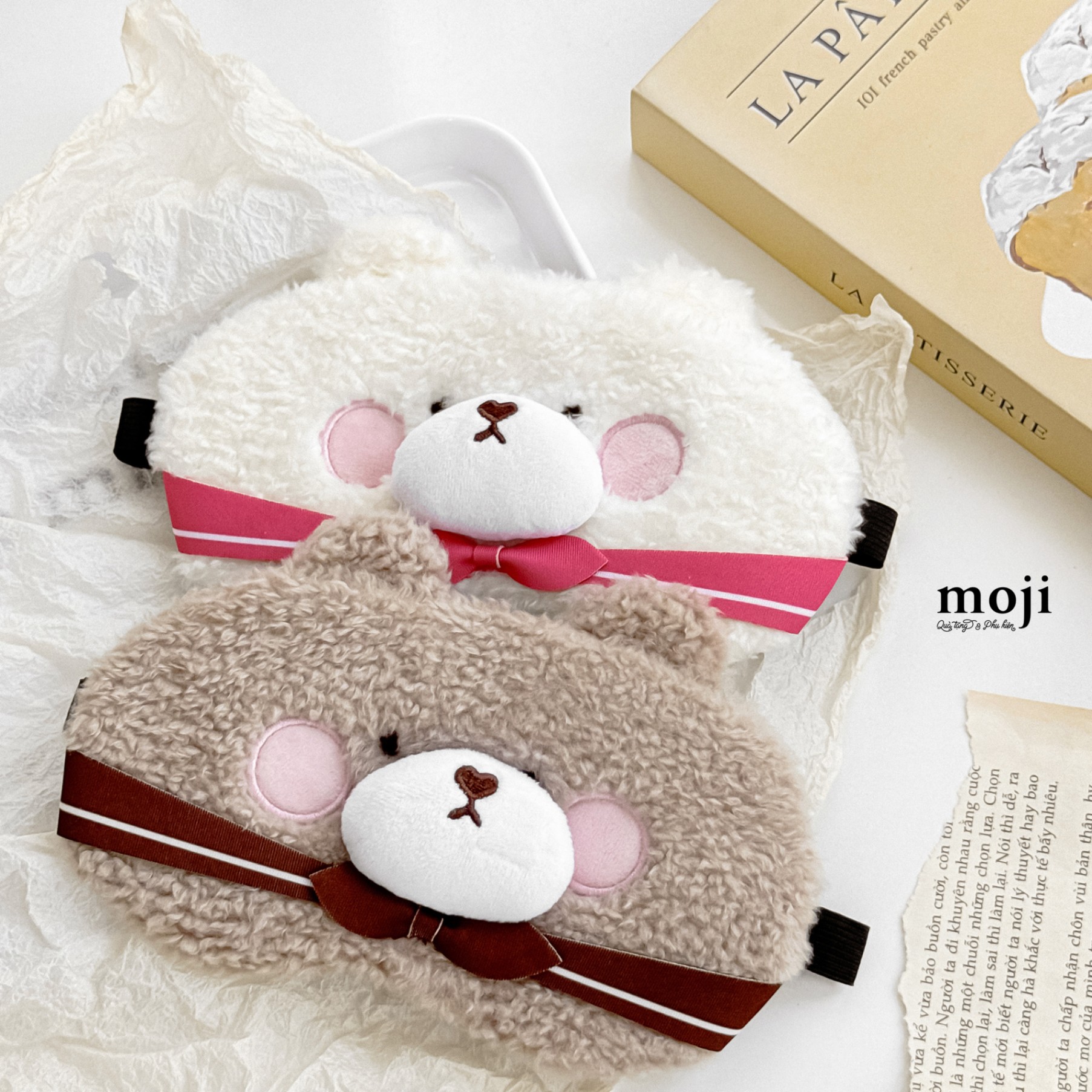 Kính ngủ có gel MJ Baby bear thủy thủ má hồng mũi nổi có tai