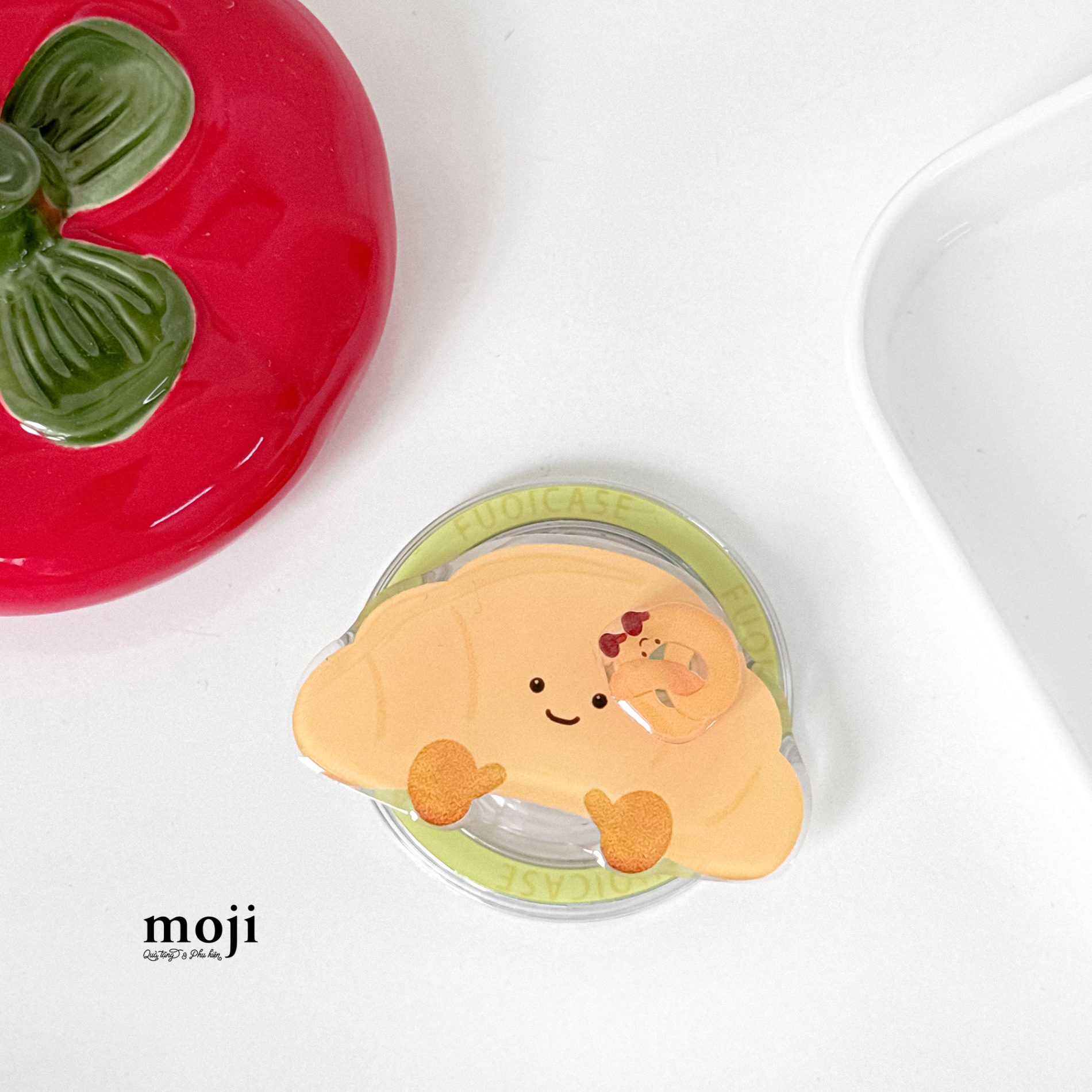 Mojipop cắt hình magsafe Happy croissant bánh sừng bò bánh xoắn xoay