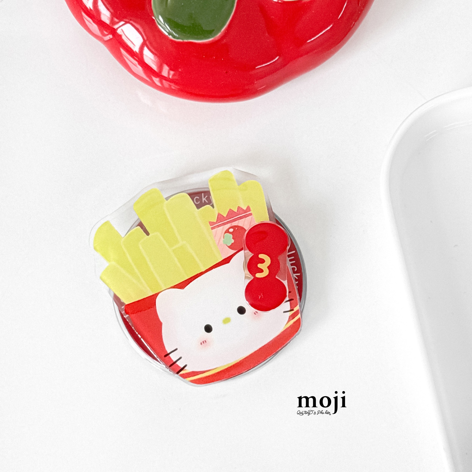 Mojipop cắt hình magsafe Sanrio family Hello Kitty face French fries bow nơ xoay