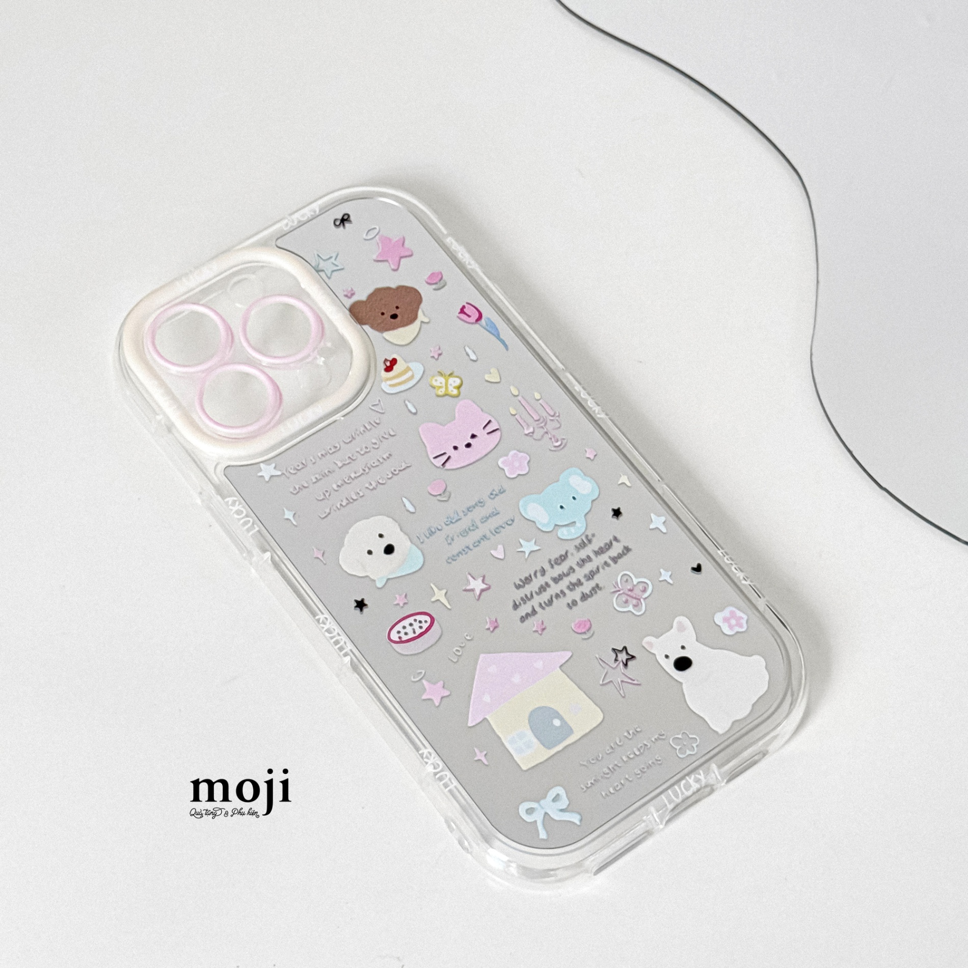 Ốp điện thoại Cute animal lucky text