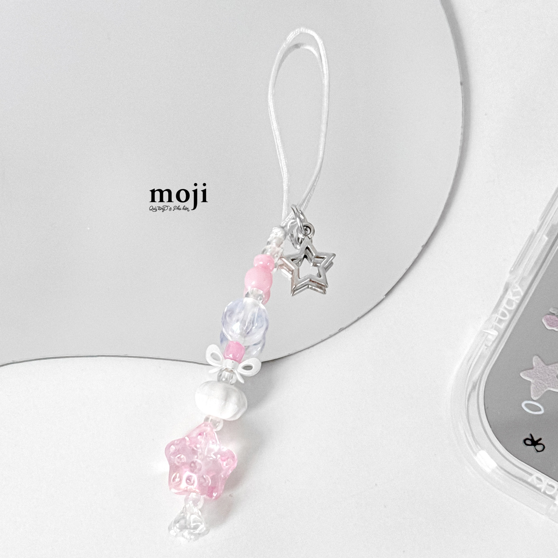 Móc đeo điện thoại Star ngôi sao bow nơ hạt tròn
