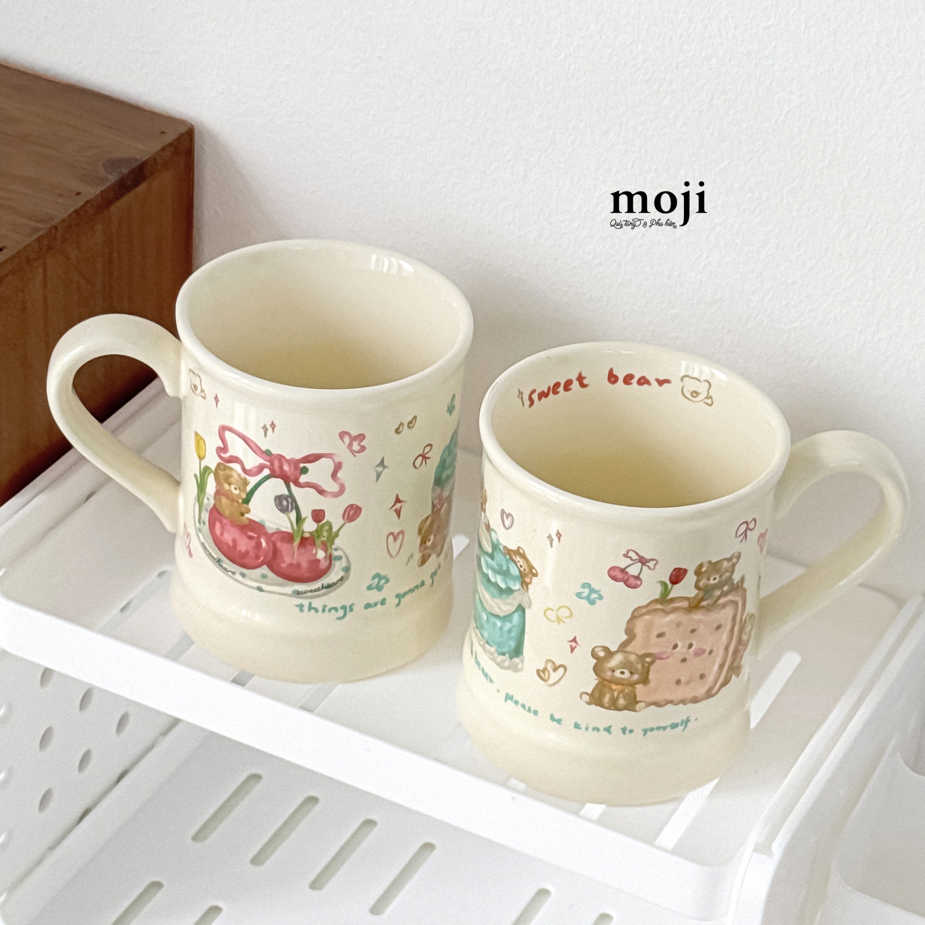 Ly cốc sứ Sweet bear baby bear cookie painting 350m
