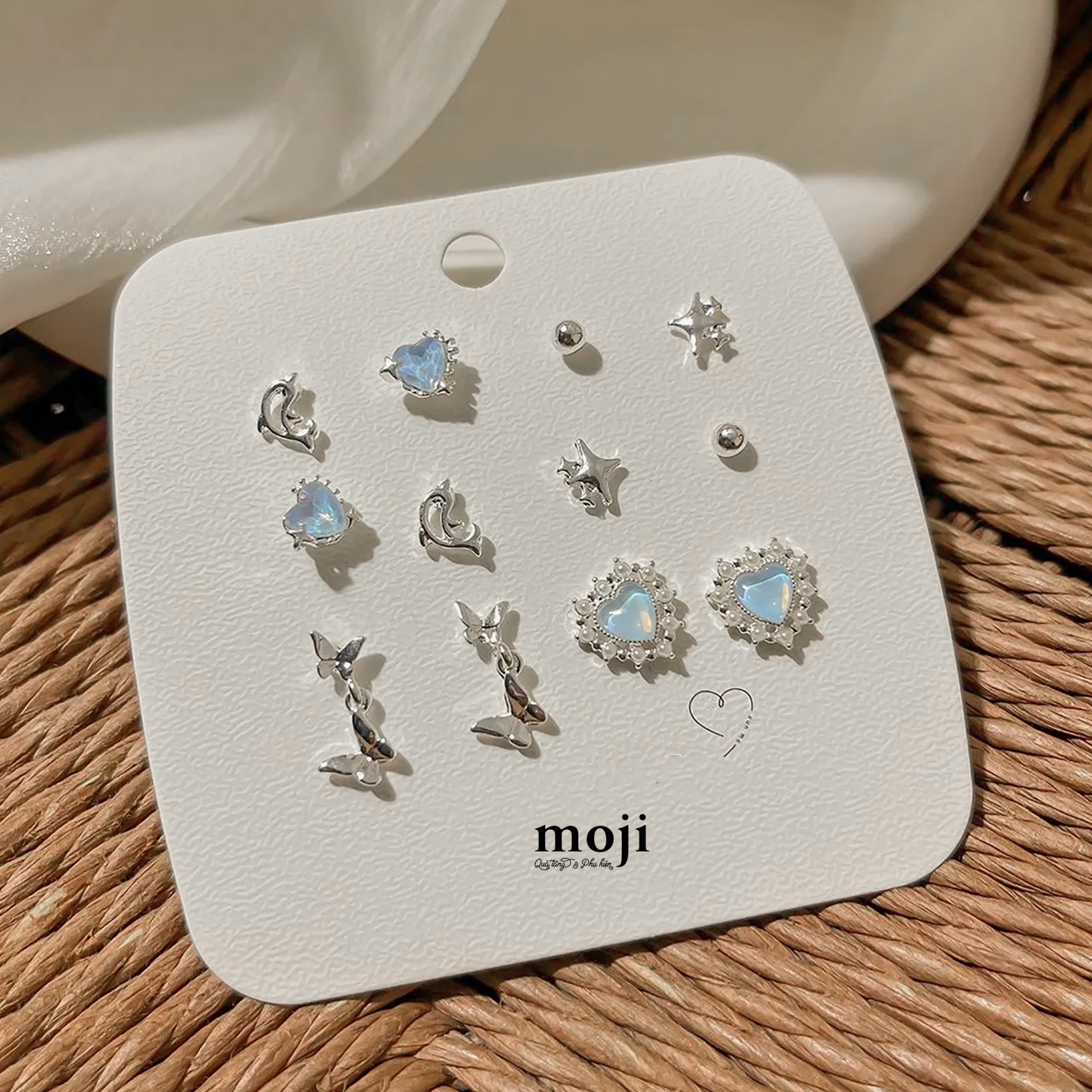 Khuyên tai set12 Butterfly dolphin cá heo heart star hạt tròn