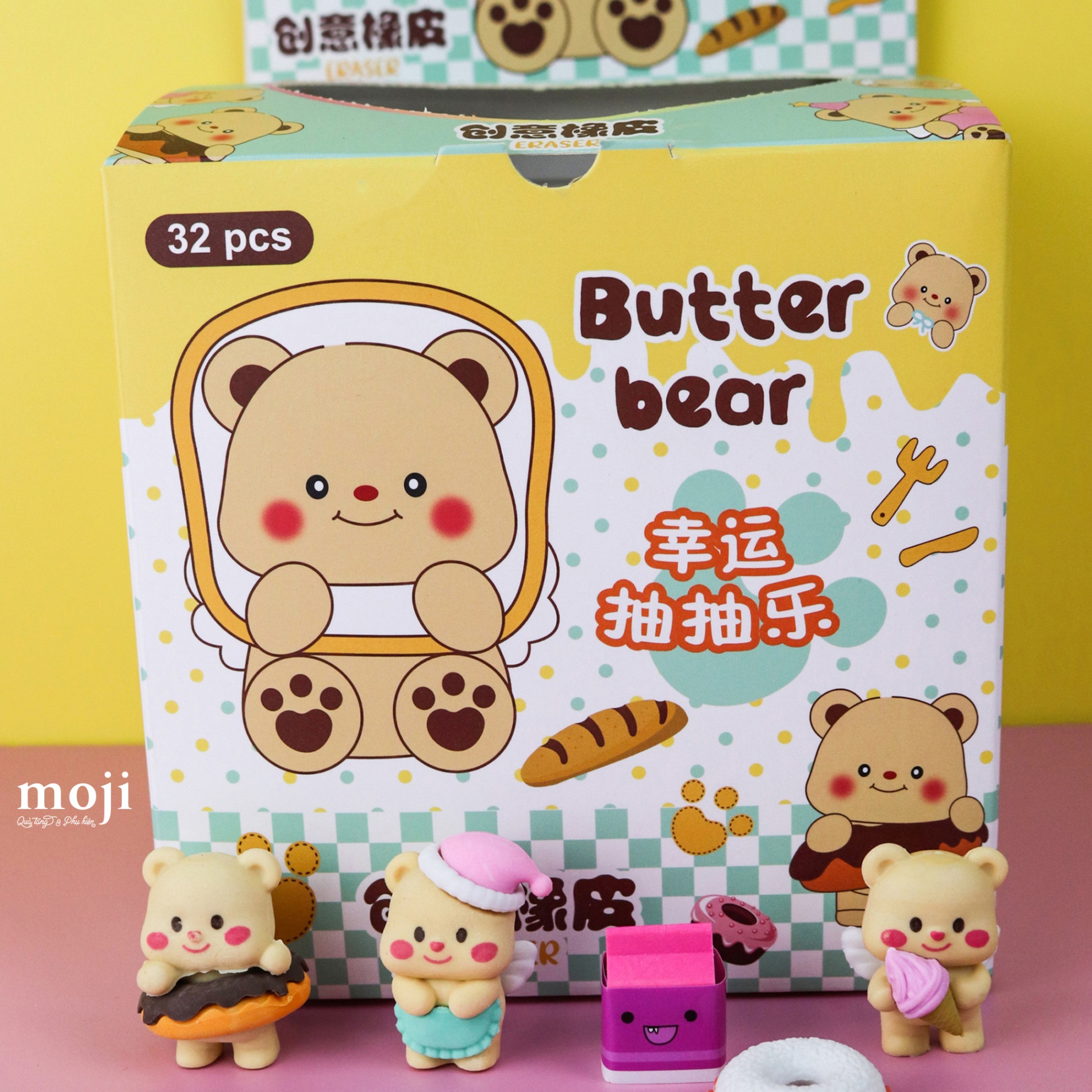 Blindbox túi mù cục tẩy gôm Butter bear sweet food