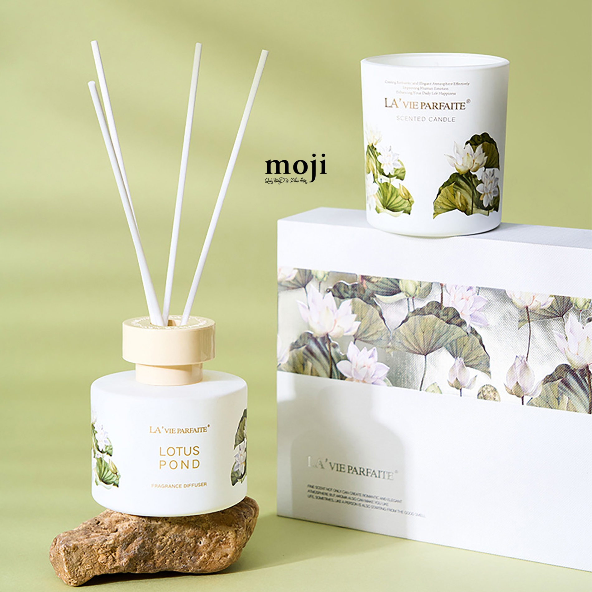 Bộ tinh dầu khuếch tán và nến thơm Flower with gardenia 100ml 150g