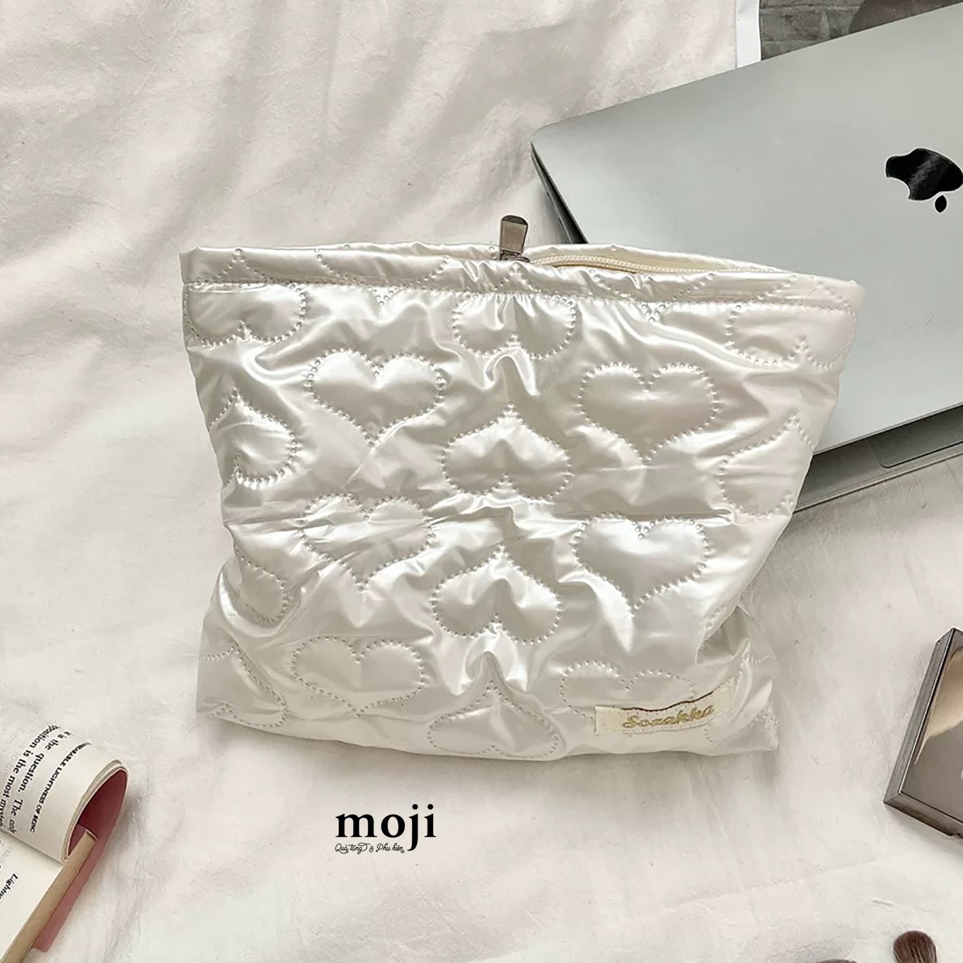 Túi đựng mỹ phẩm Heart pattern 2 chiều 5x18x24