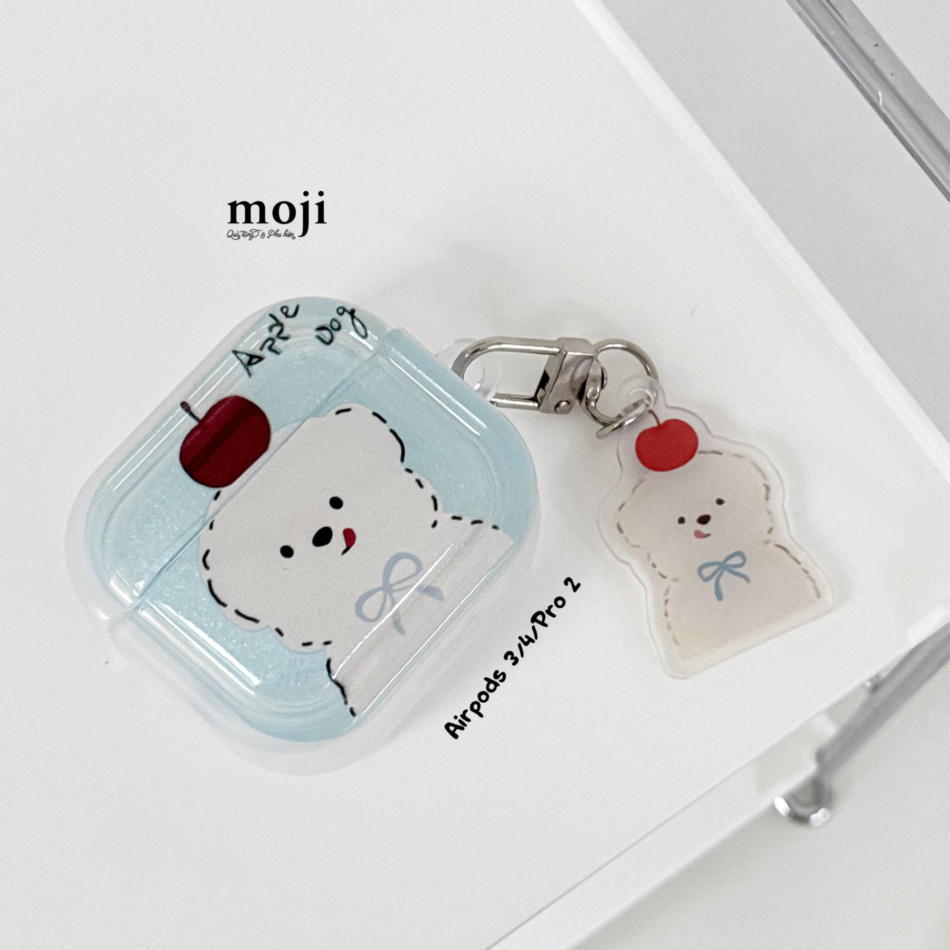 Case Airpods Fruit apple dog bow nơ kèm móc