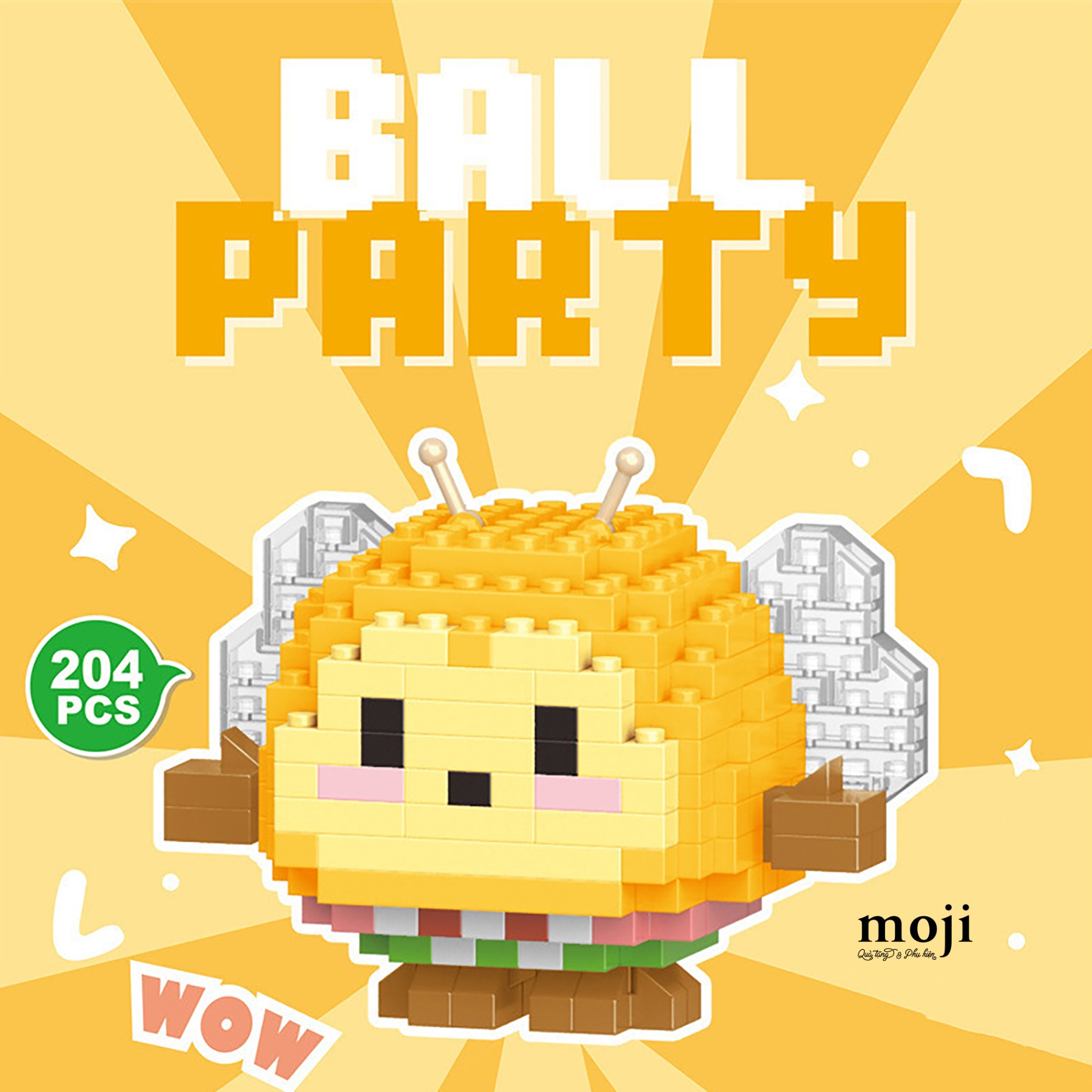 Đồ chơi xếp hình Cute bee chú ong có cánh ball 4x5x6