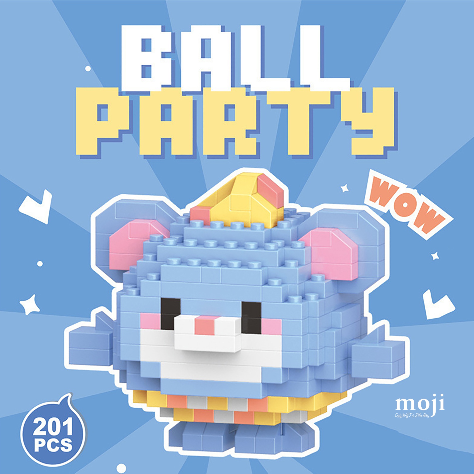 Đồ chơi xếp hình Cute mouse đội mũ ball 4x5x6