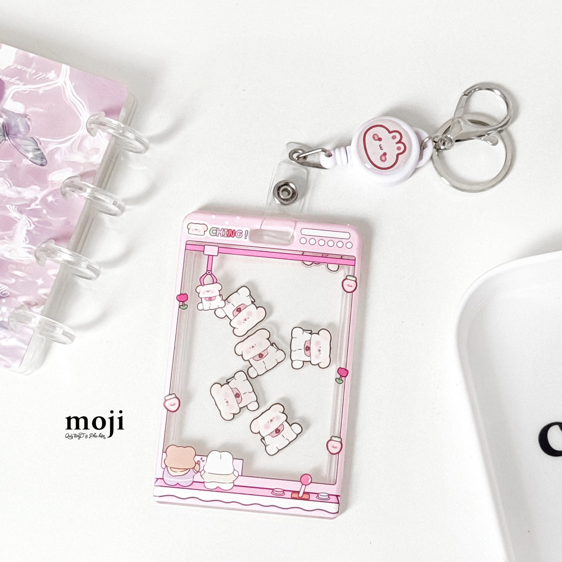 Đeo thẻ dọc Baby bear rabbit chơi máy gắp thú dây kéo co giãn 6x10