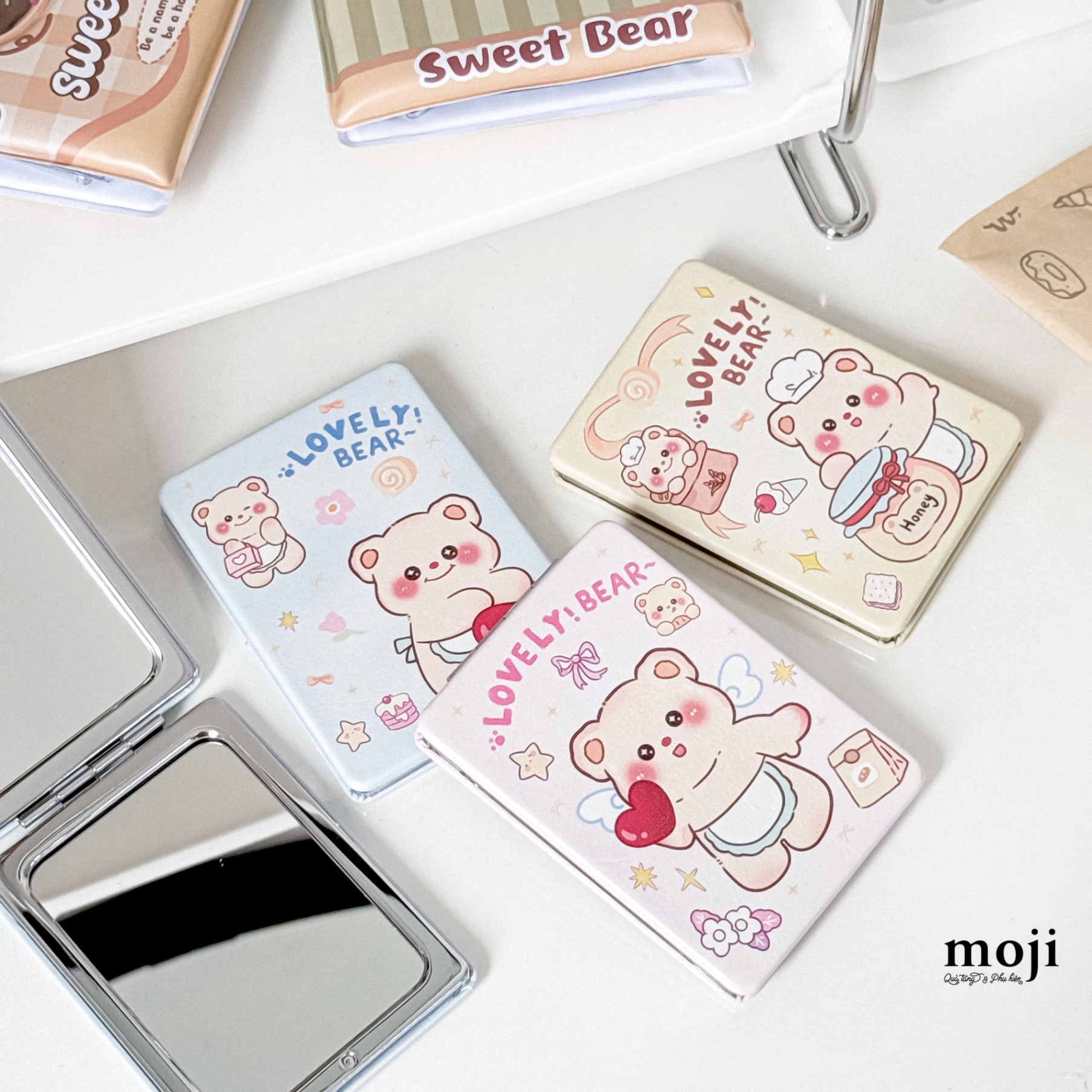 Gương gập chữ nhật Butter bear lovely bear 6x8