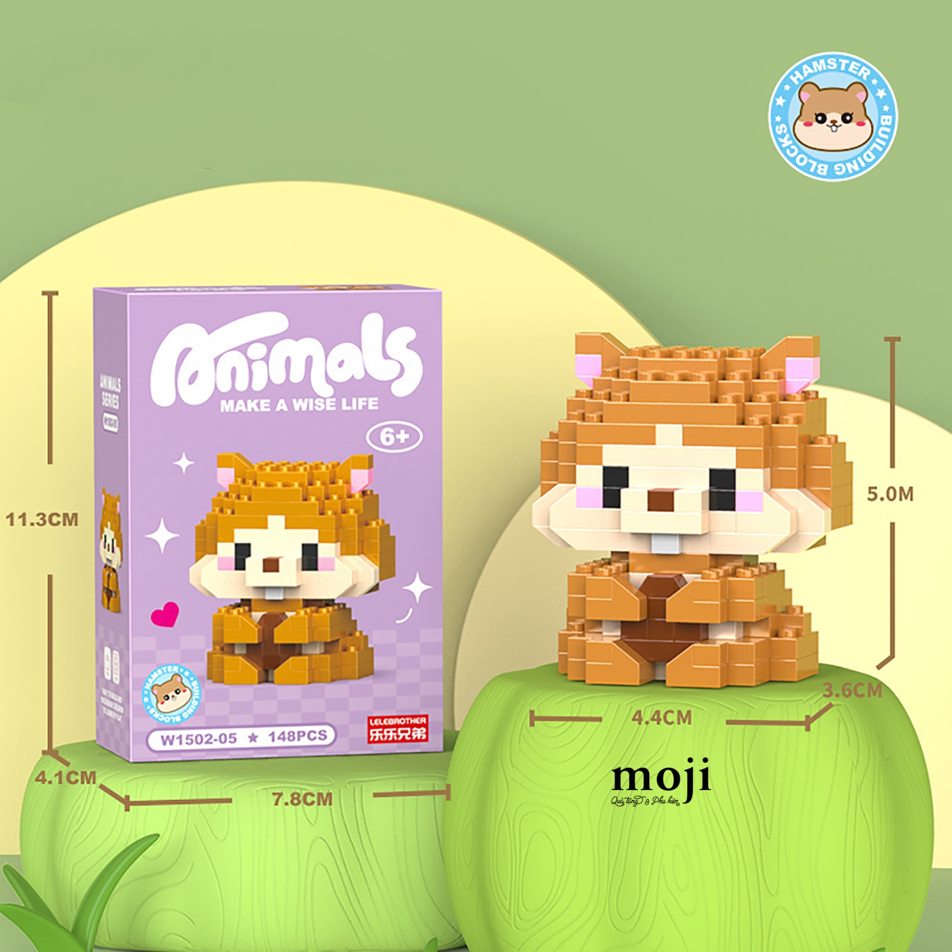 Đồ chơi xếp hình Animal hamster yummy 3x4x5