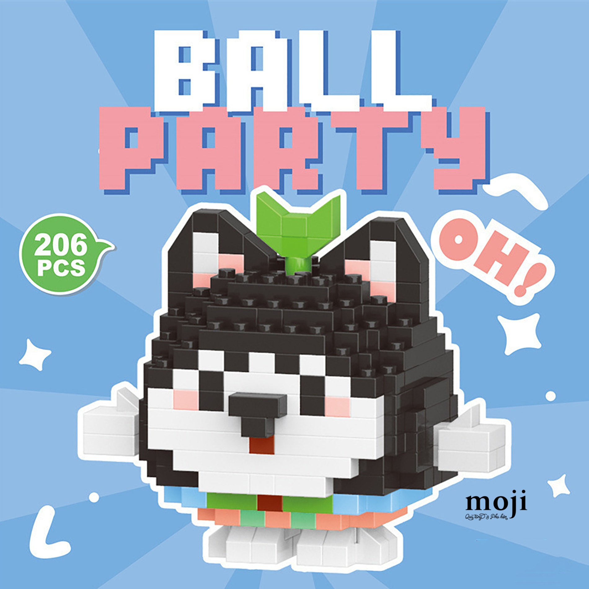 Đồ chơi xếp hình Cute dog Husky mầm cây ball 4x5x6