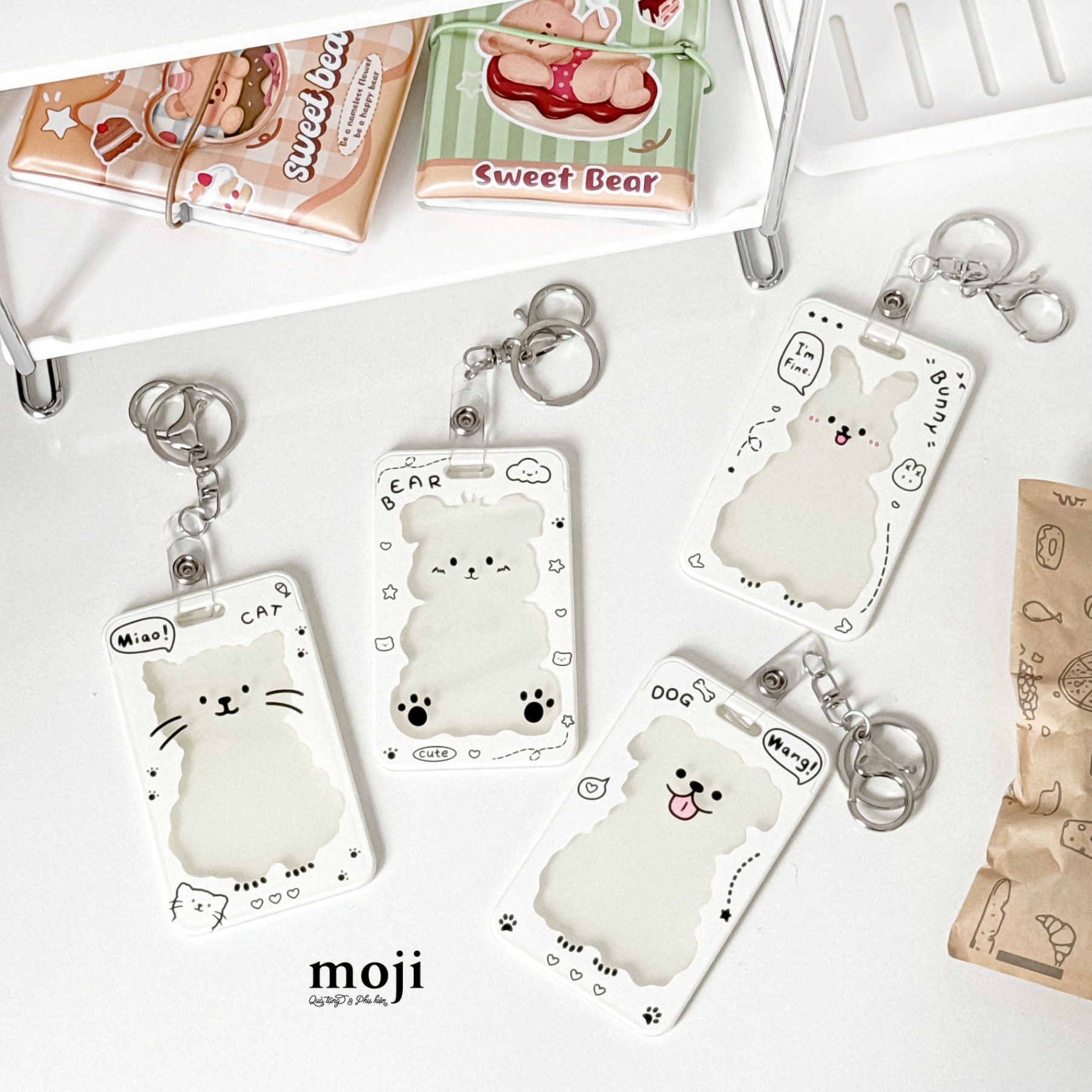 Đeo thẻ dọc Cute animal nền trắng 6x10
